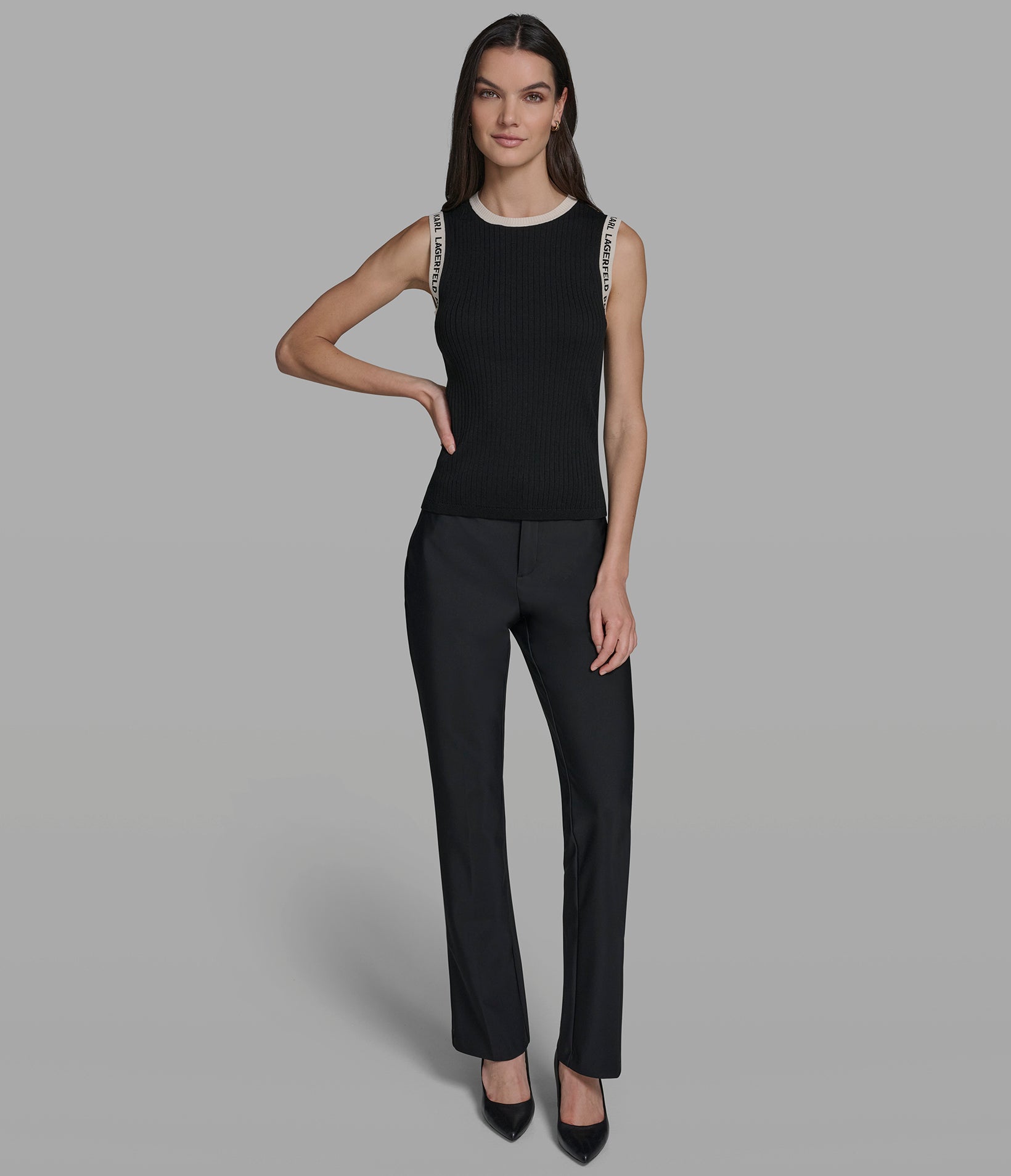 SWEATER TANK WITH LOGO TRIM DETAIL VIEW 4 | Women's Tops & Sweaters