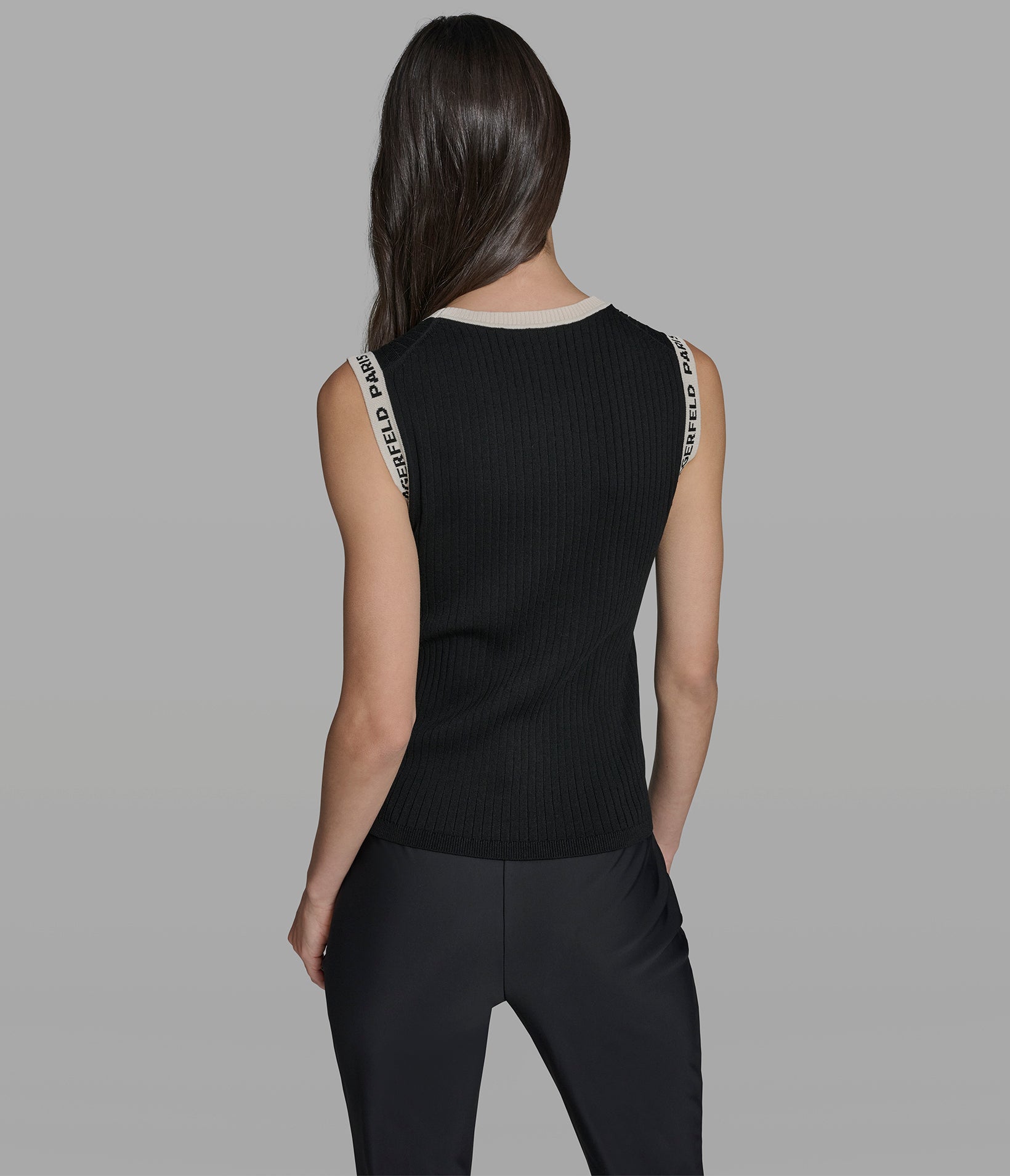 SWEATER TANK WITH LOGO TRIM DETAIL View 2 | New Women's Clothing