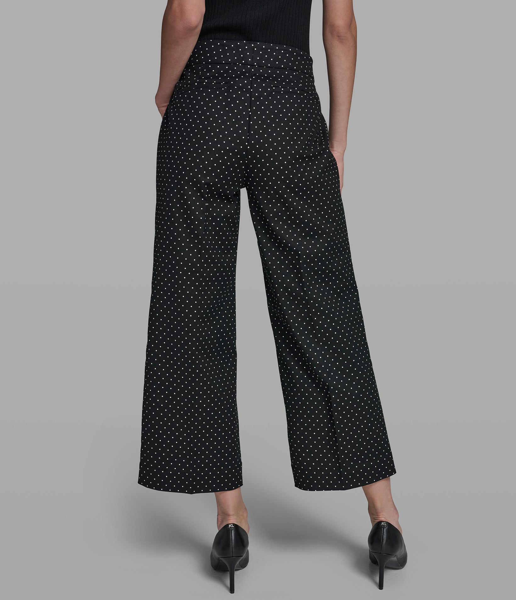 COTTON TWILL POLKA DOT WIDE LEG PANT VIEW 3 | New Arrivals