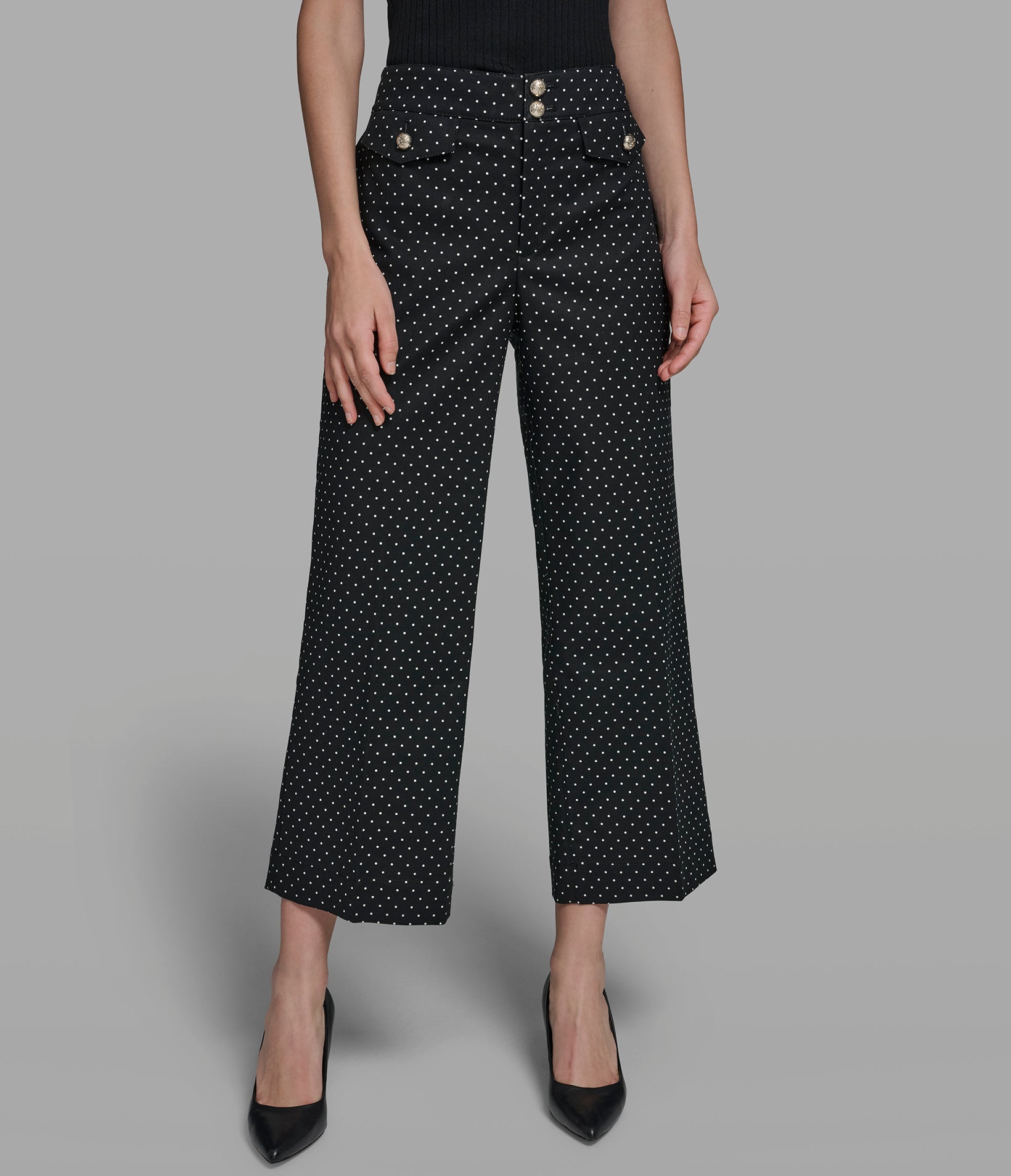 COTTON TWILL POLKA DOT WIDE LEG PANT VIEW 5 | New Arrivals