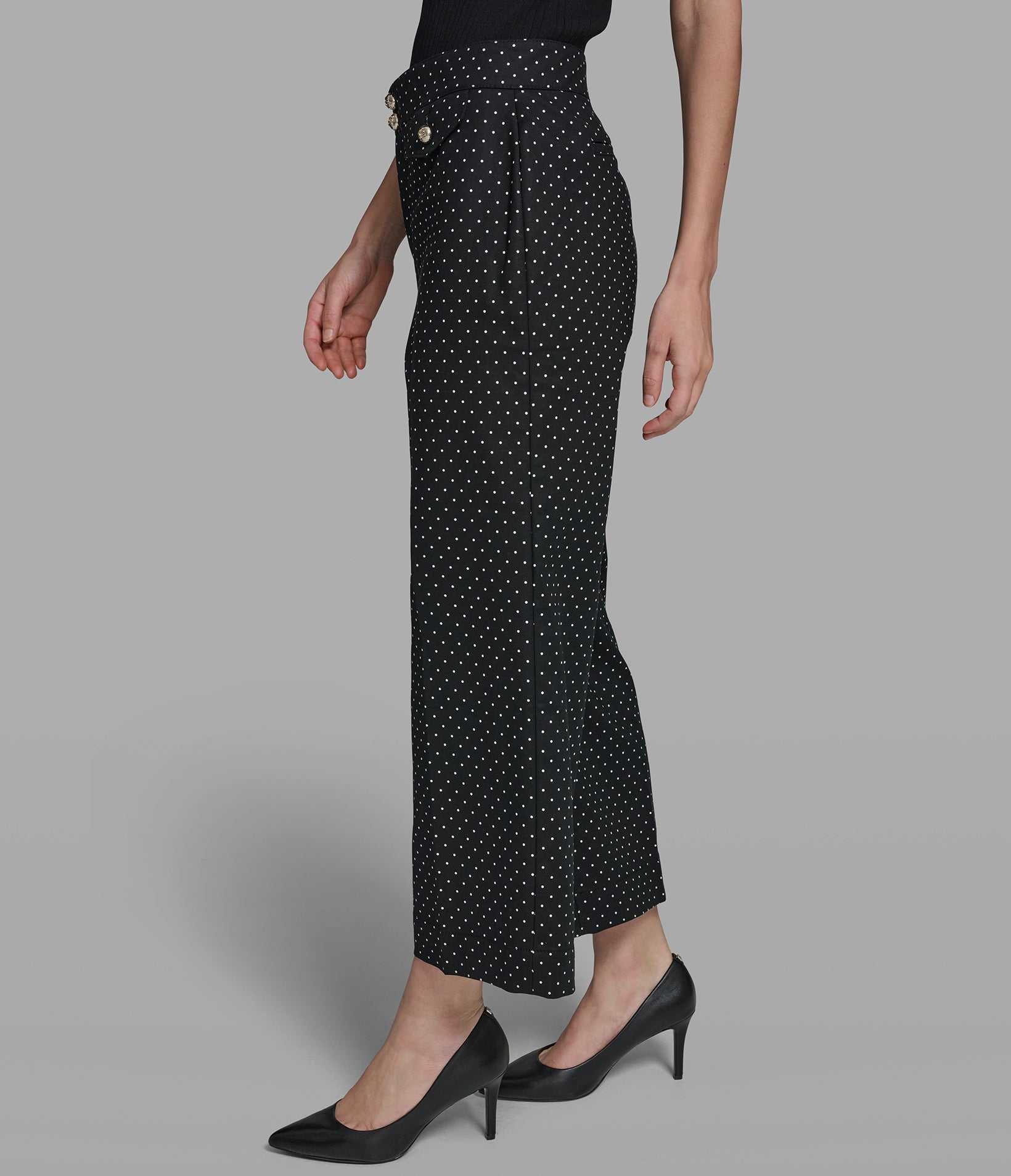 COTTON TWILL POLKA DOT WIDE LEG PANT VIEW 4 | New Arrivals