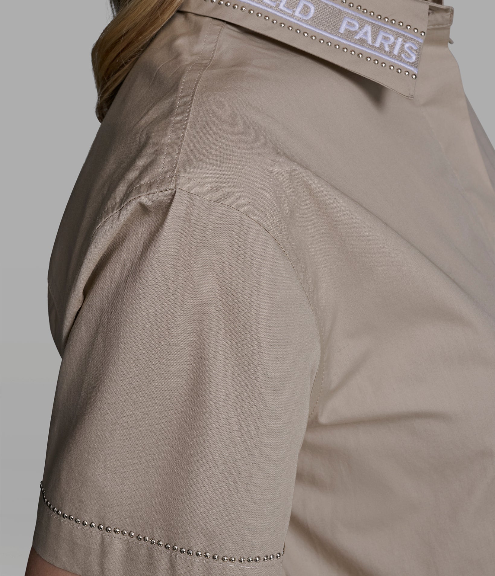 SHORT SLEEVE POPLIN SHIRT WITH EMBELLISHED TRIM VIEW 7 | New Arrivals