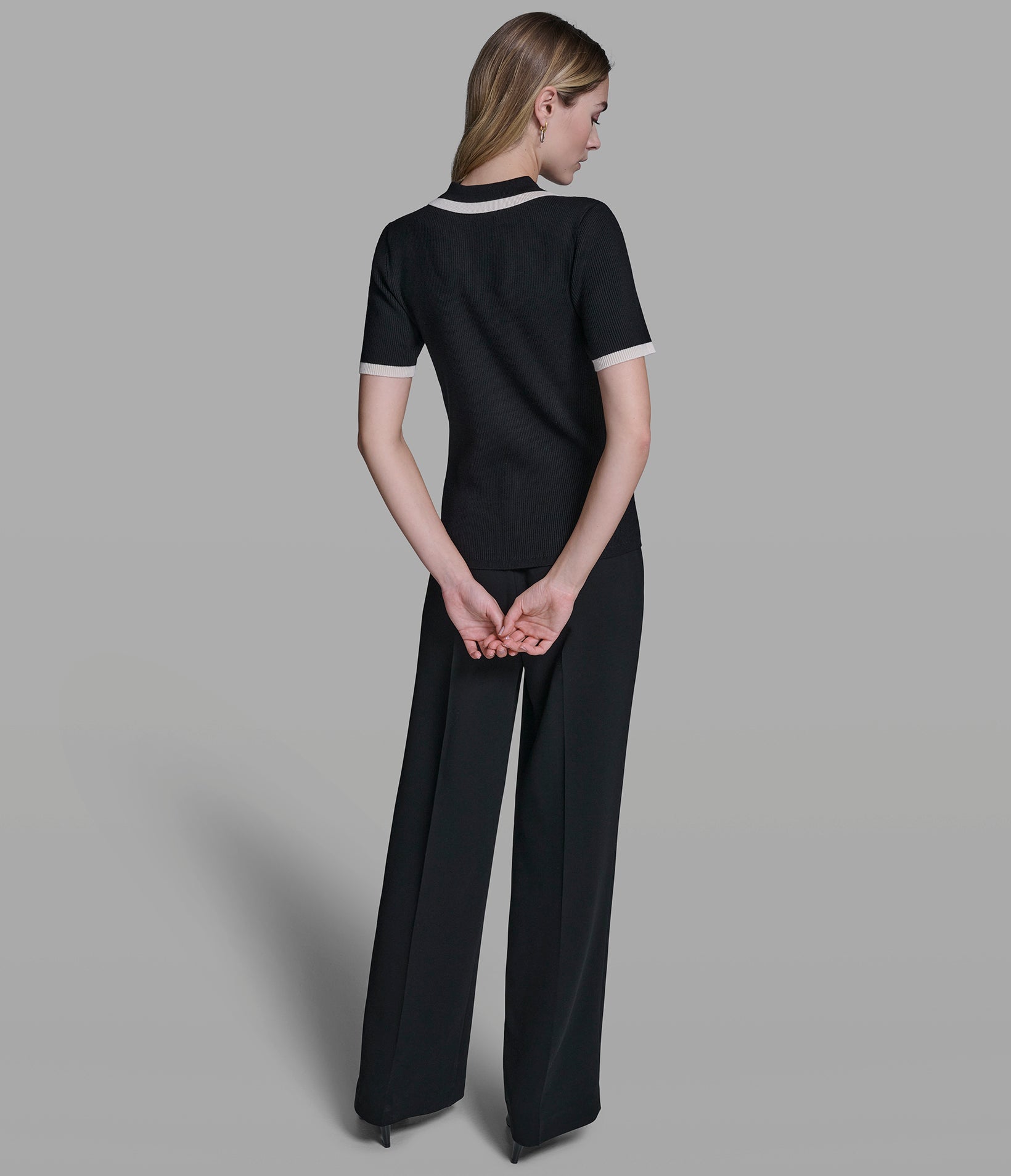 SHORT SLEEVE LOGO TRIM POLO SWEATER VIEW 5