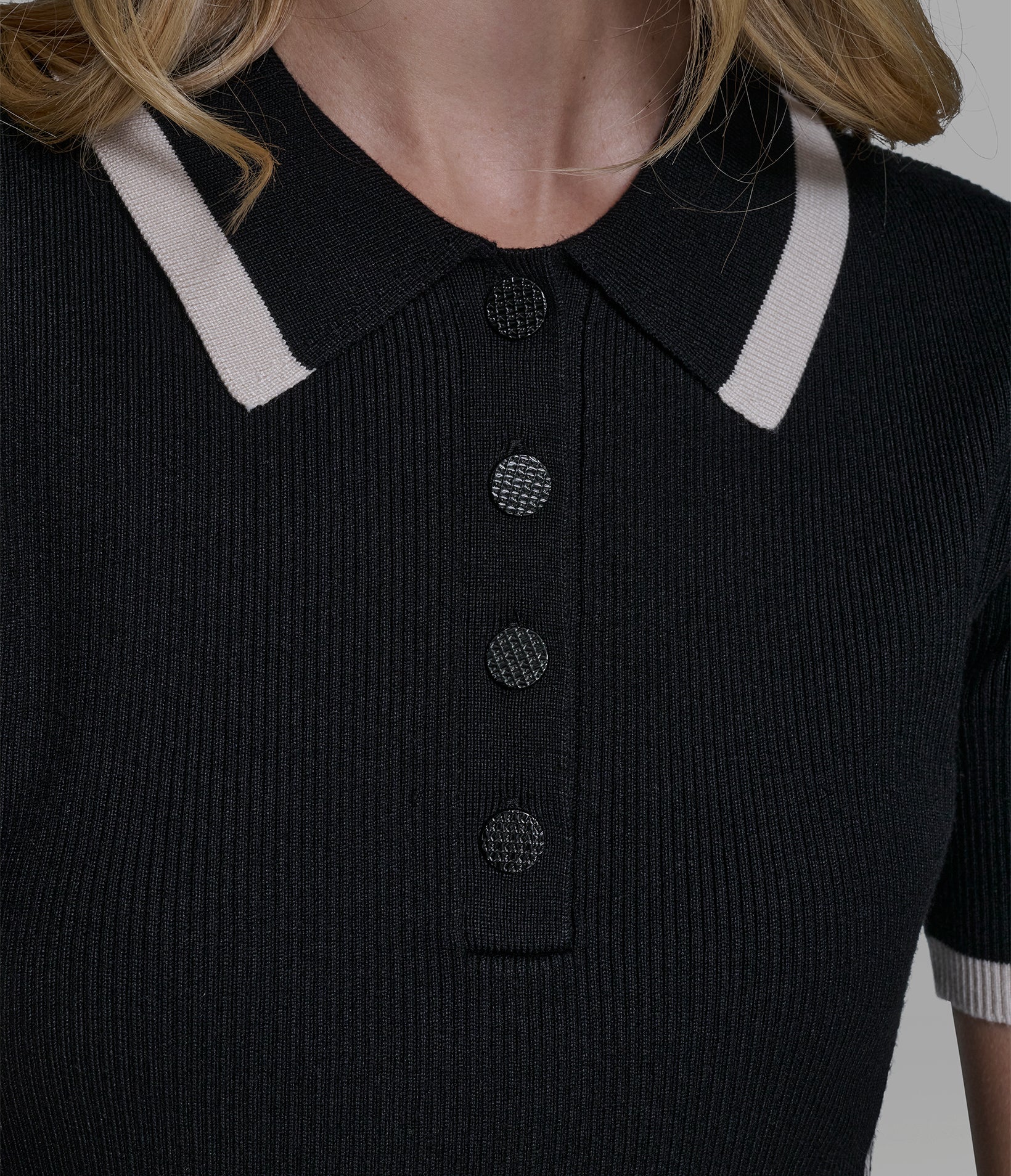 SHORT SLEEVE LOGO TRIM POLO SWEATER VIEW 6