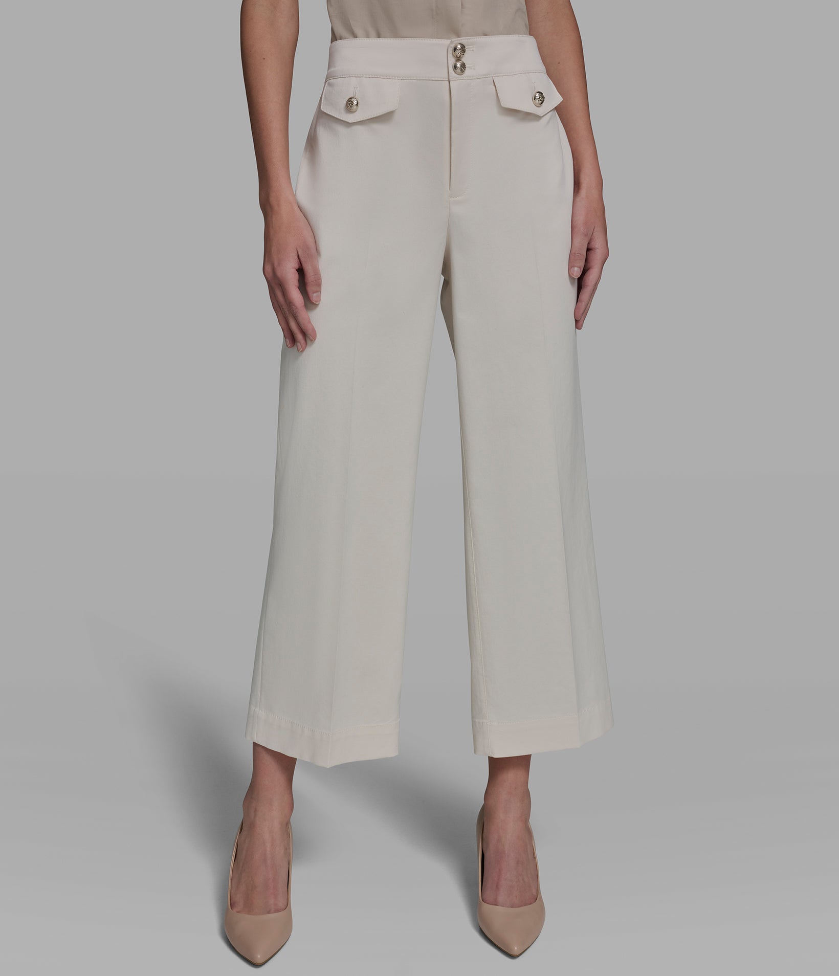 COTTON TWILL WIDE LEG PANT View 1 | Women's Pants