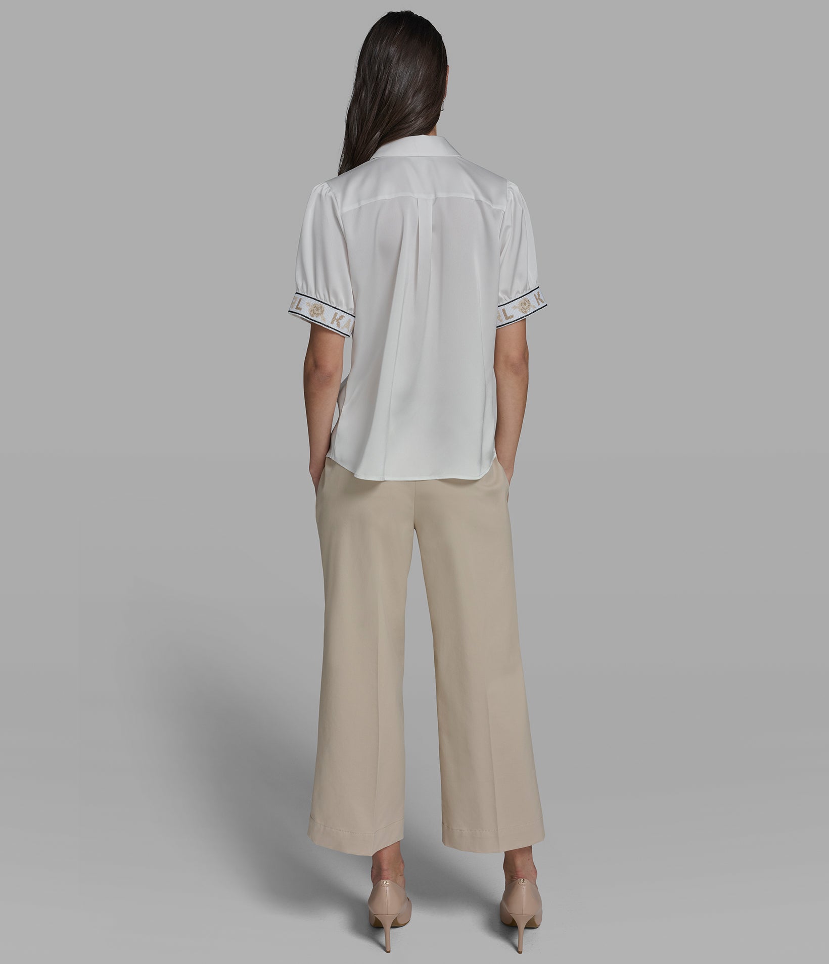 KARL CUFF LOGO BLOUSE VIEW 4 | Women's Tops & Sweaters