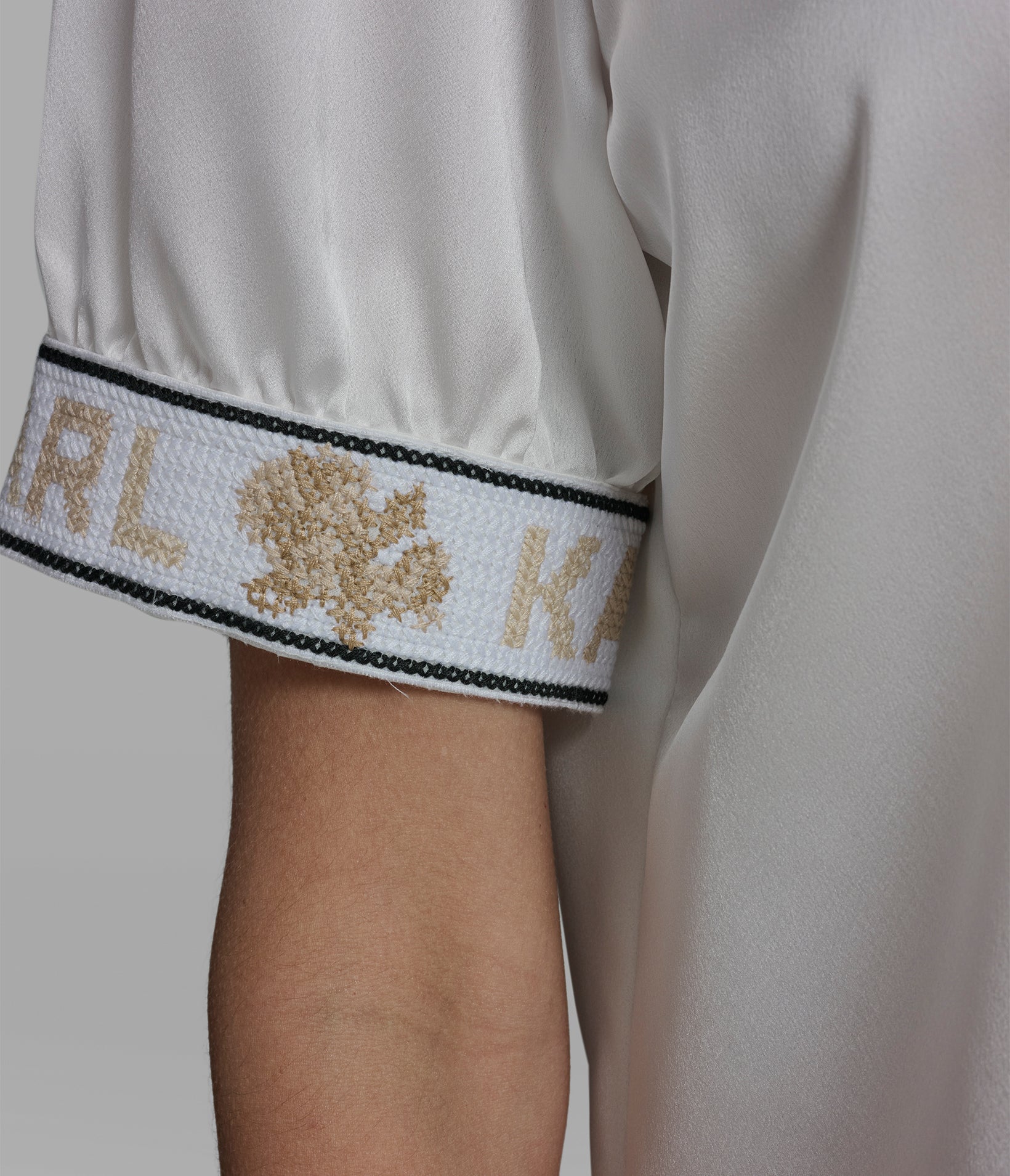 KARL CUFF LOGO BLOUSE VIEW 6 | Women's Tops & Sweaters