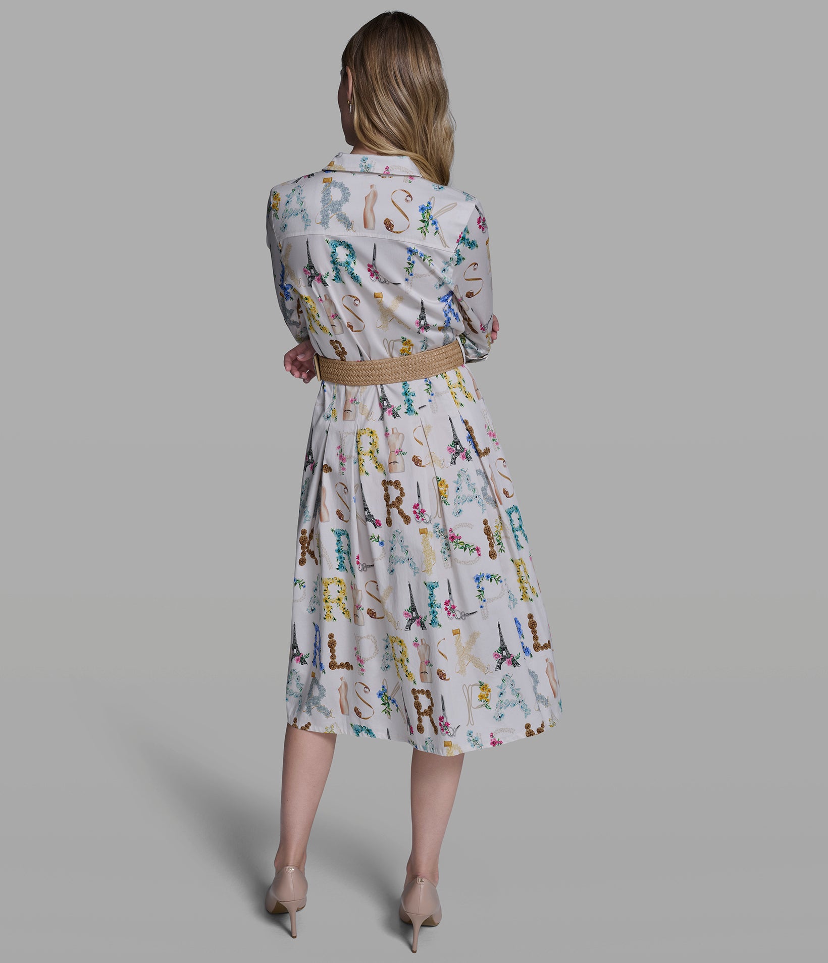 PRINTED MIDI SHIRT DRESS WITH BELT View 2 | New Arrivals