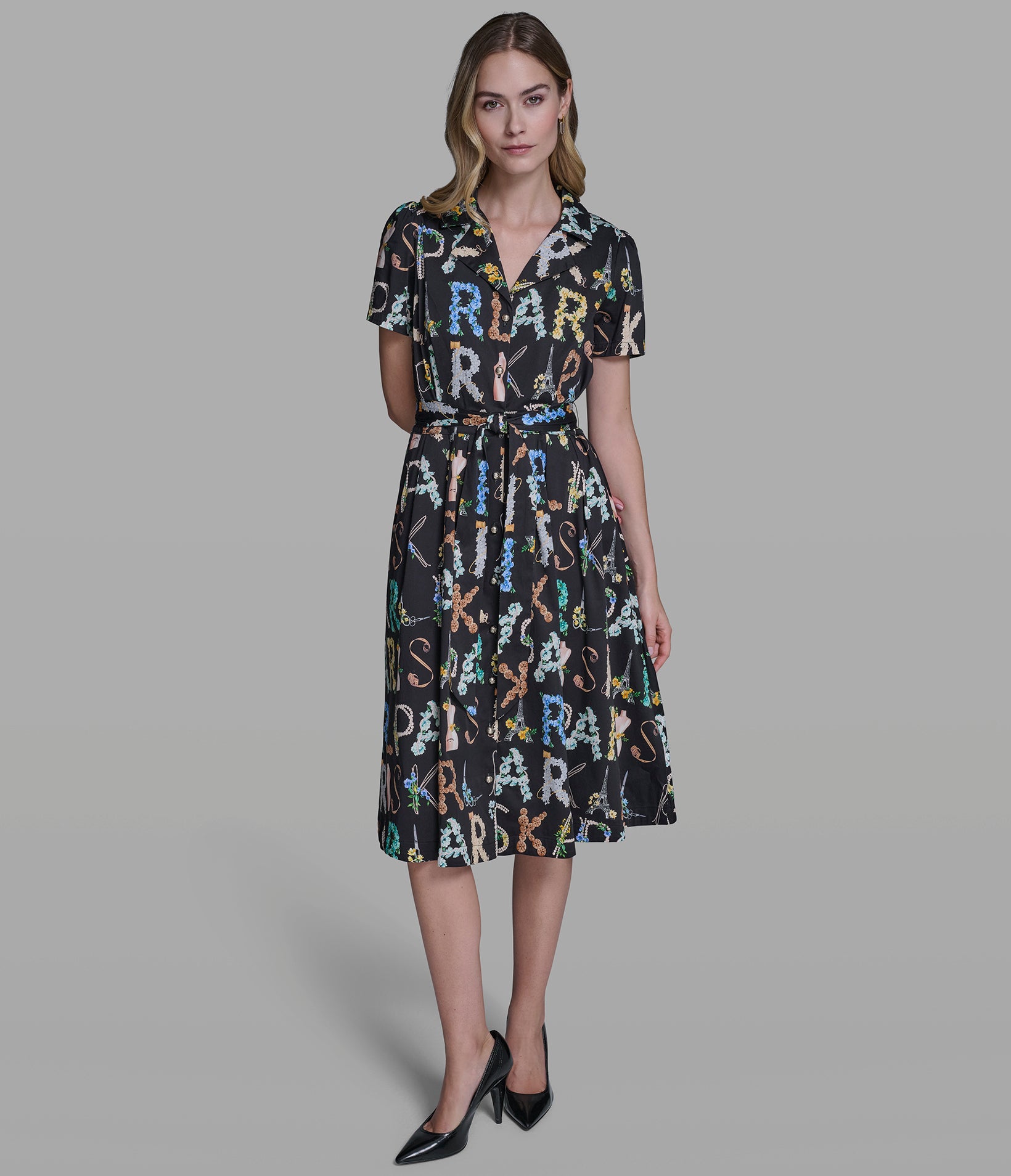 SHORT SLEEVE MIDI WRAP DRESS VIEW 4