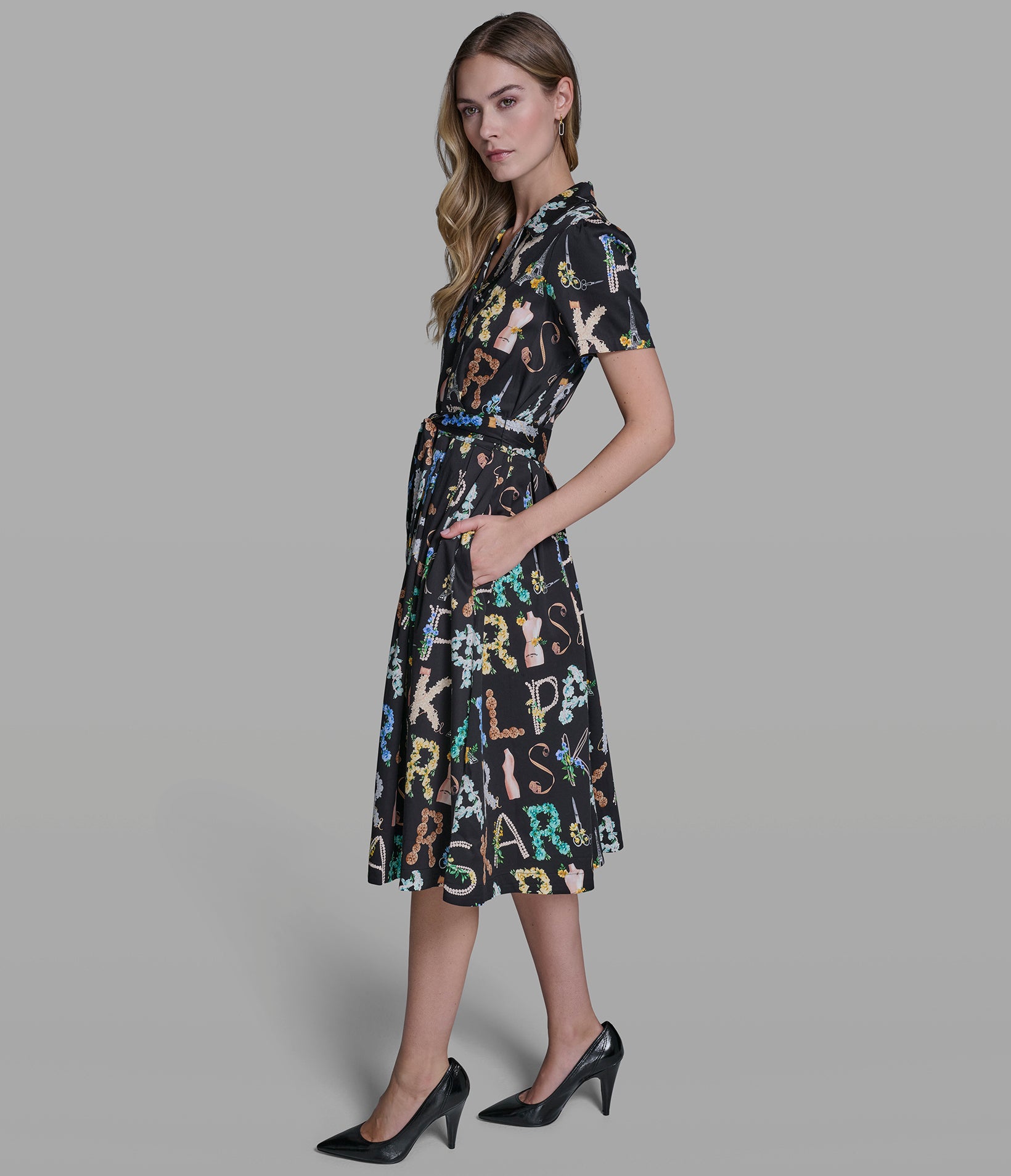 SHORT SLEEVE MIDI WRAP DRESS VIEW 3