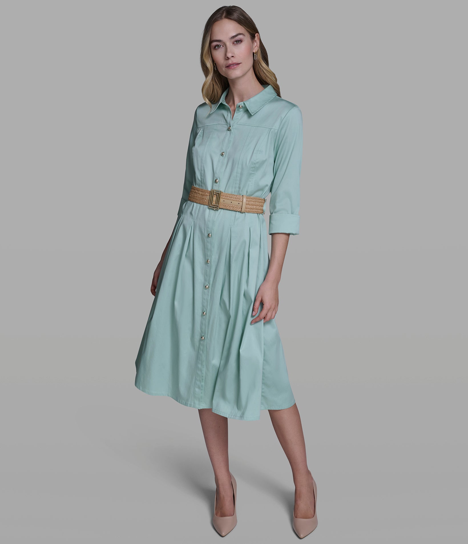 MIDI SHIRT DRESS WITH BELT VIEW 4 | Women's Dresses & Jumpsuits
