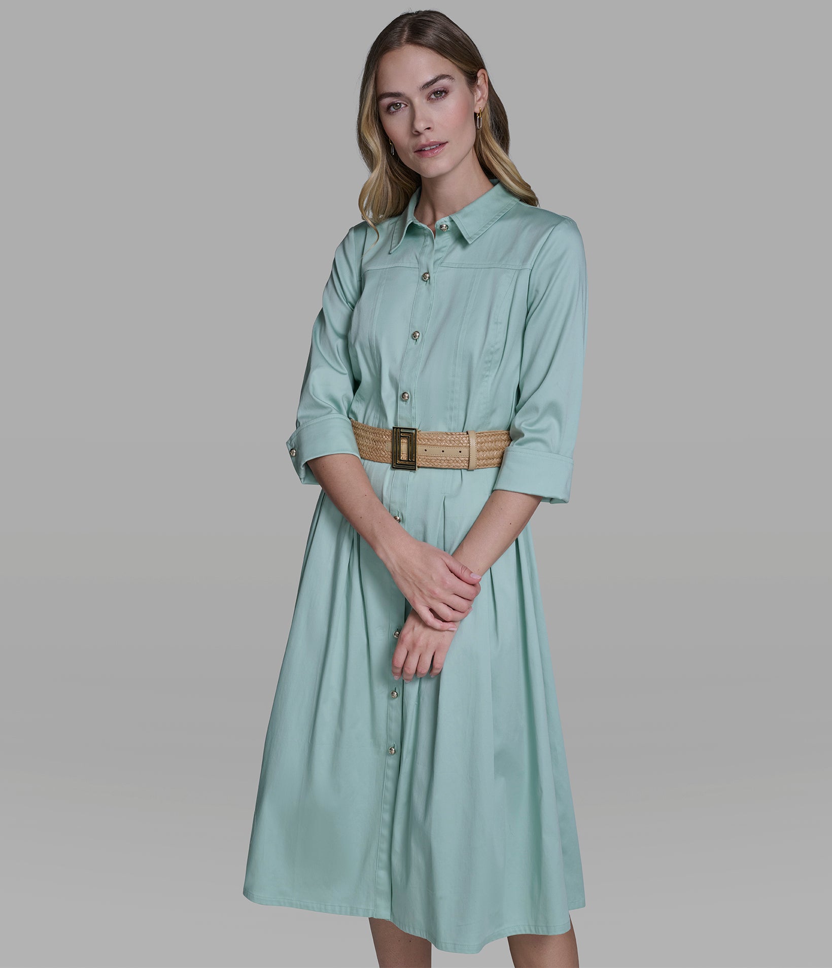 MIDI SHIRT DRESS WITH BELT View 1 | Women's Clothing