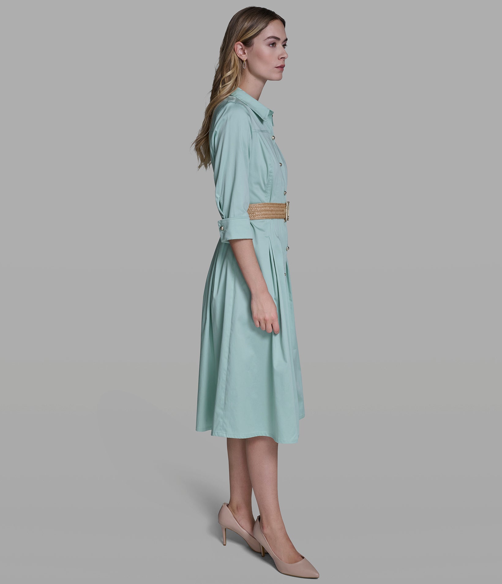 MIDI SHIRT DRESS WITH BELT VIEW 3 | Women's Dresses & Jumpsuits