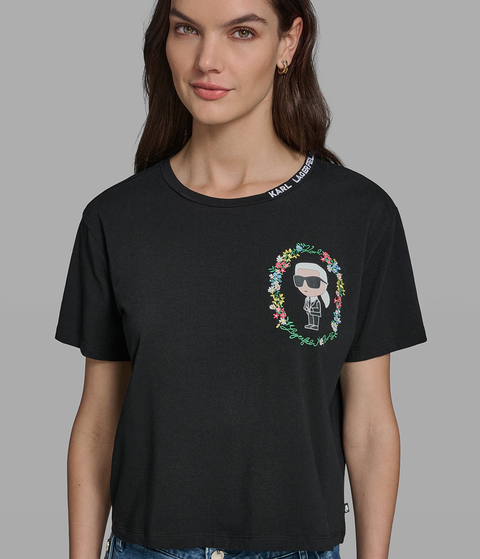 FLORAL FRAME KARL TEE View 1 | Women's Tees & Tanks