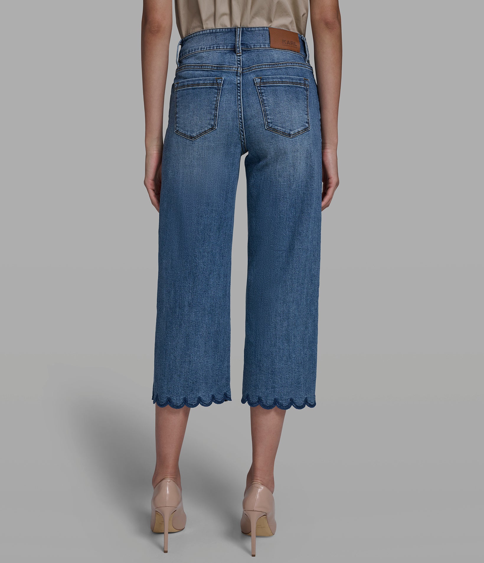 SCALLOPED HEM WIDE-LEG JEANS View 2 | Women's Pants & Skirts