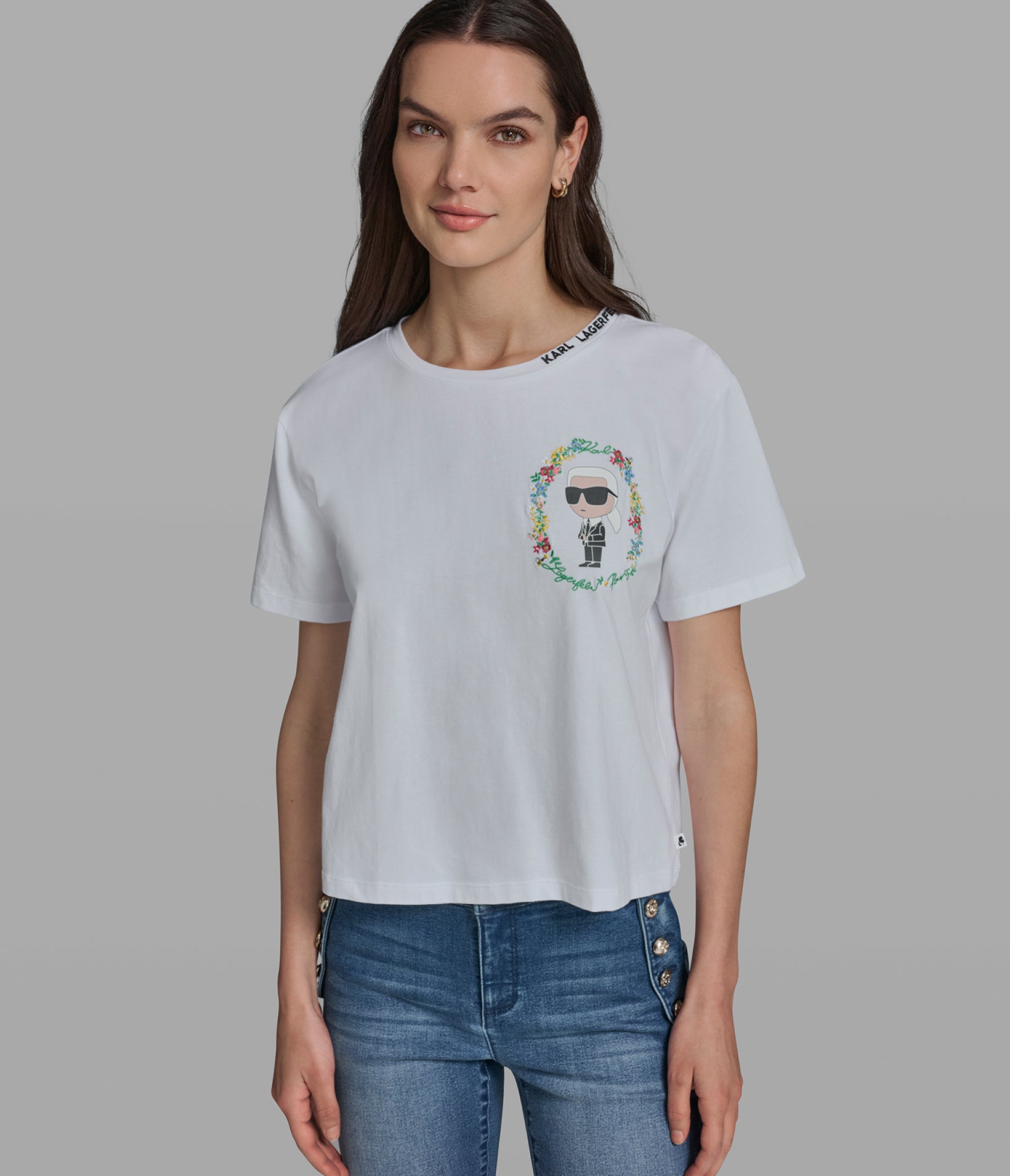 FLORAL FRAME KARL TEE View 1 | Women's Tees & Tanks