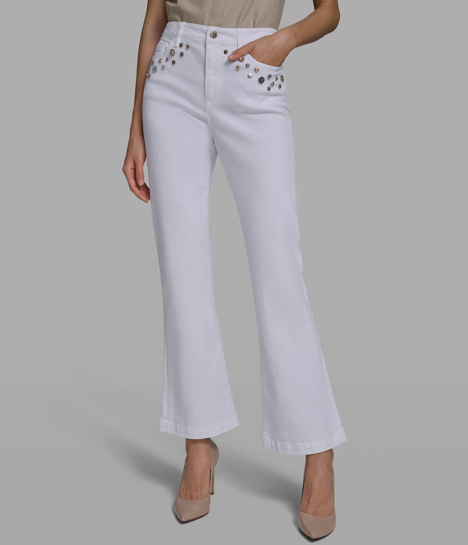 STUDDED POCKET STRAIGHT LEG JEAN View 1 | New Women's Clothing