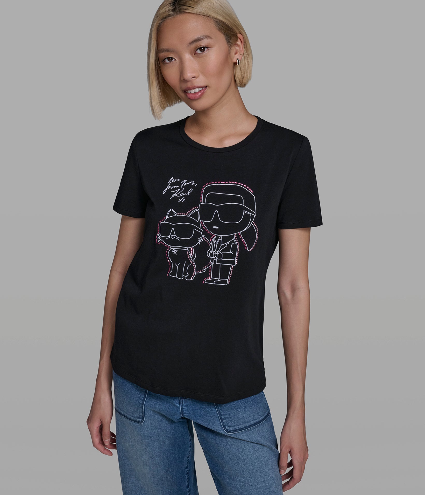 EMBELLISHED DUO OUTLINE TEE View 1 | Women's Clothing