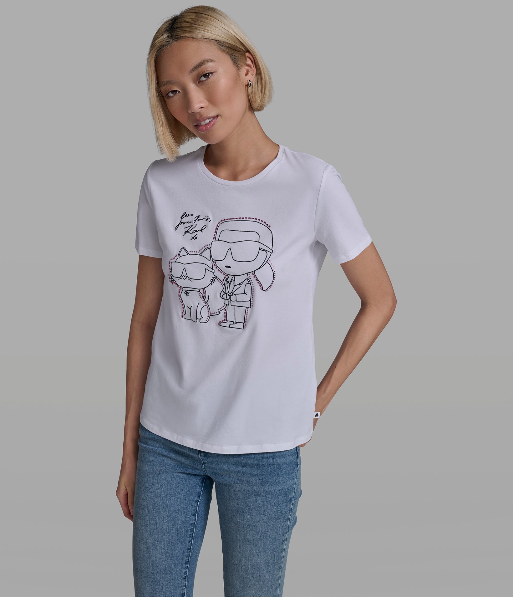 EMBELLISHED DUO OUTLINE TEE VIEW 4 | Women's Clothing