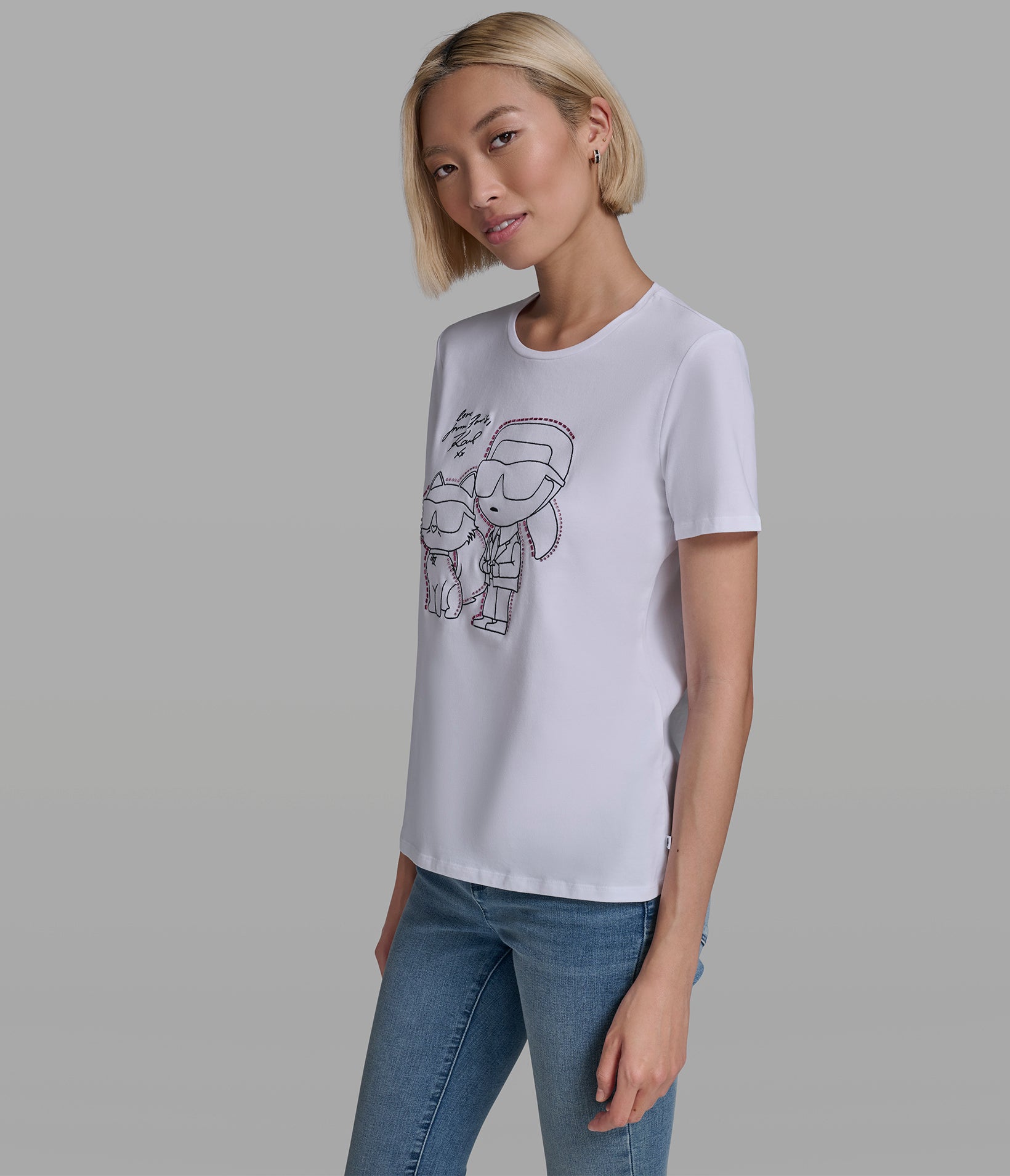 EMBELLISHED DUO OUTLINE TEE VIEW 3 | Women's Clothing