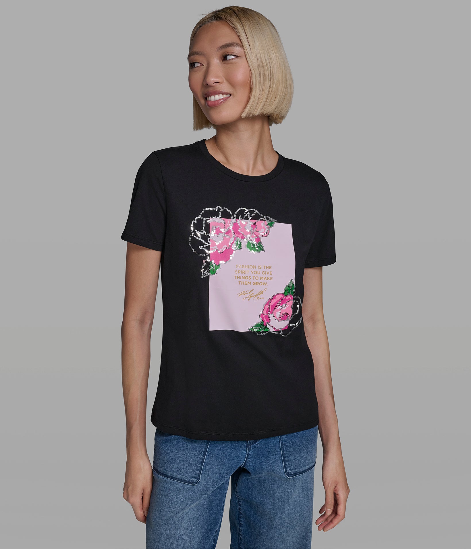 FLORAL QUOTE LOGO TEE View 1 | Women's Tees & Tanks