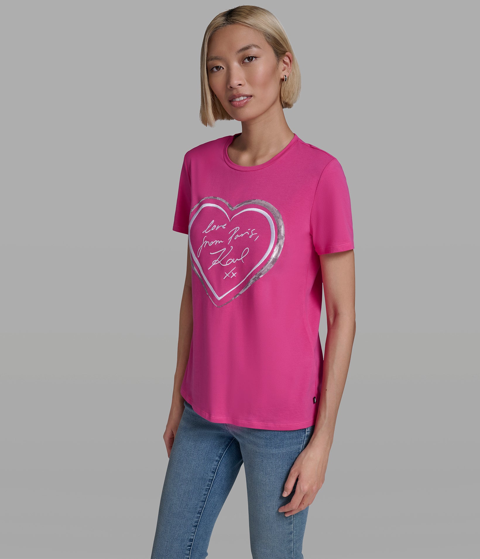 SEQUIN HEART LOGO TEE VIEW 3 | New Women's Clothing