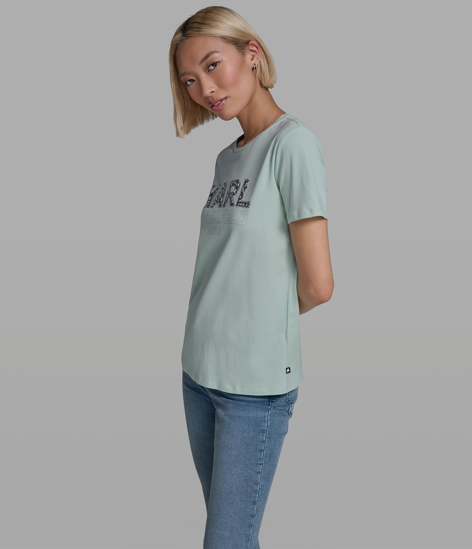 SEQUIN KARL LOGO TEE VIEW 3 | New Women's Clothing