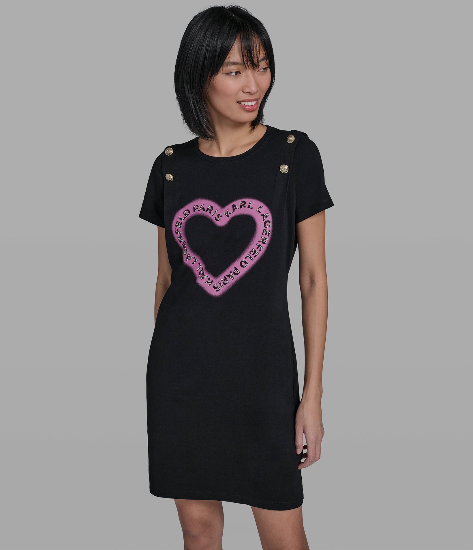 PEARL HEART T-SHIRT DRESS View 1 | New Women's Clothing
