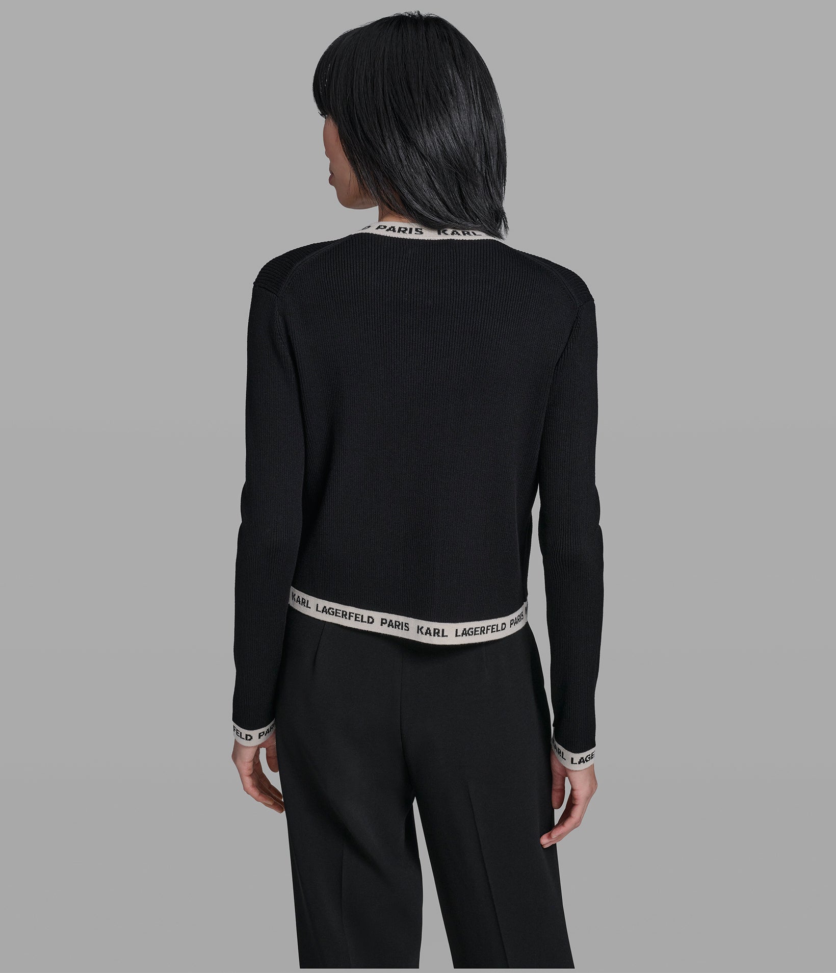 KARL LOGO TRIM CARDIGAN View 2 | Women's Clothing