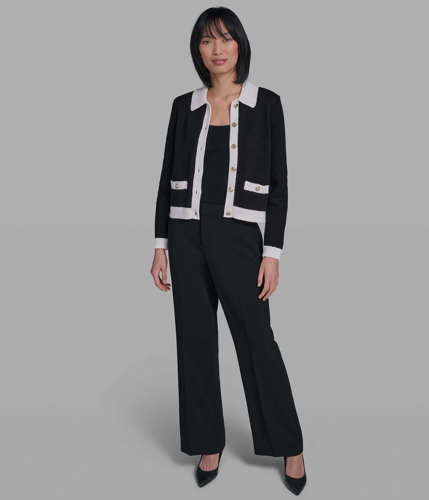 CONTRAST TRIM CARDIGAN VIEW 4