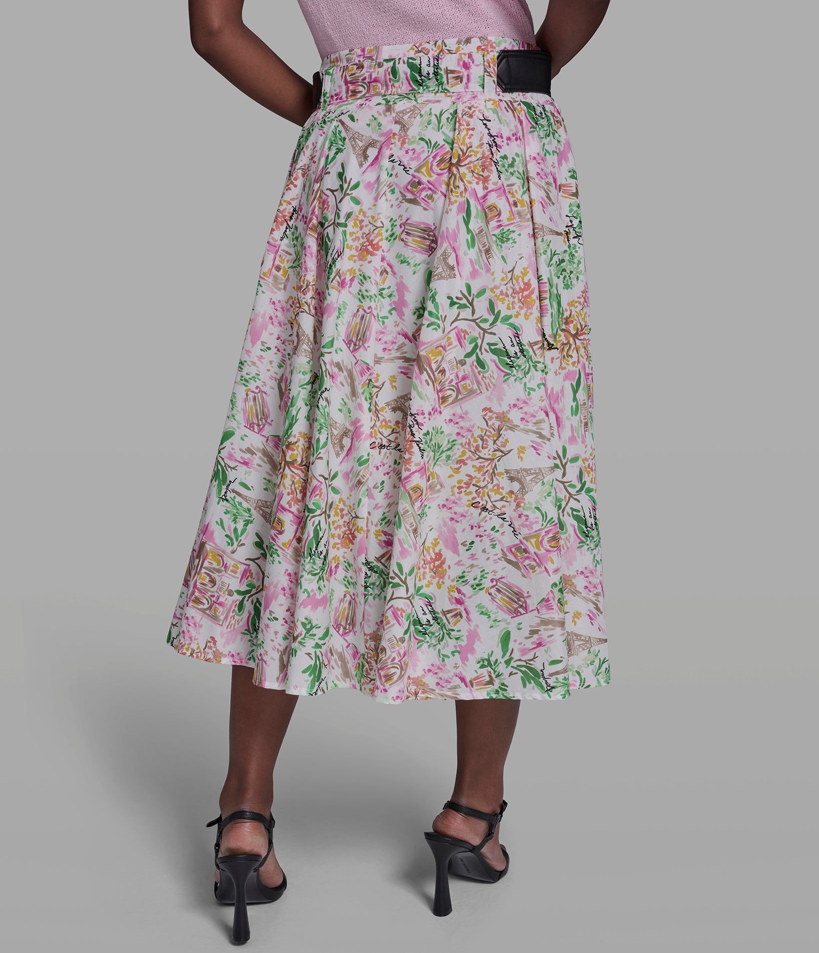BELTED FLORAL POPLIN MIDI SKIRT View 2 | Products