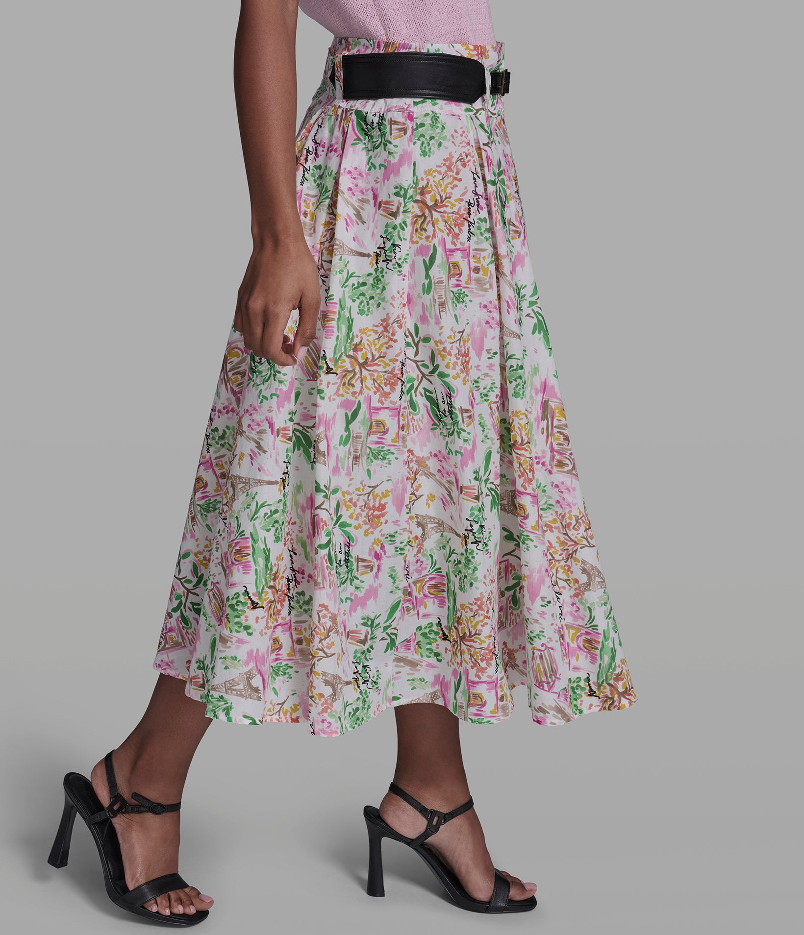 BELTED FLORAL POPLIN MIDI SKIRT VIEW 3 | New Arrivals