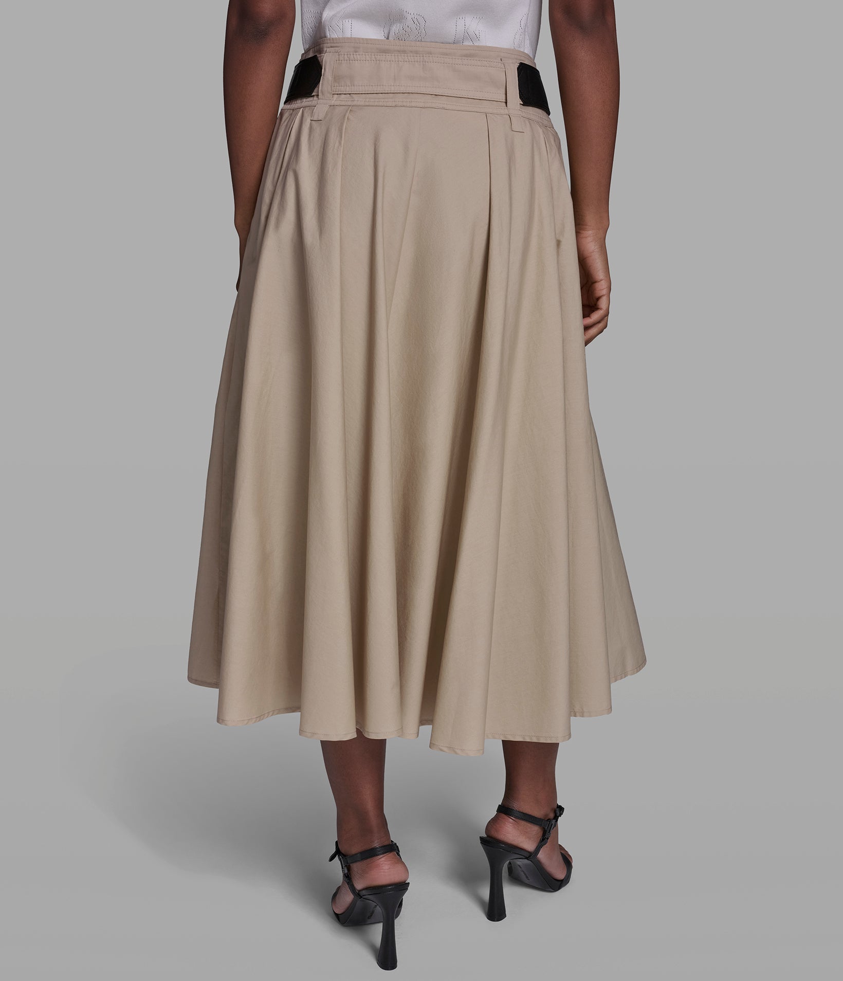 BELTED POPLIN MIDI SKIRT VIEW 4 | Women's Skirts
