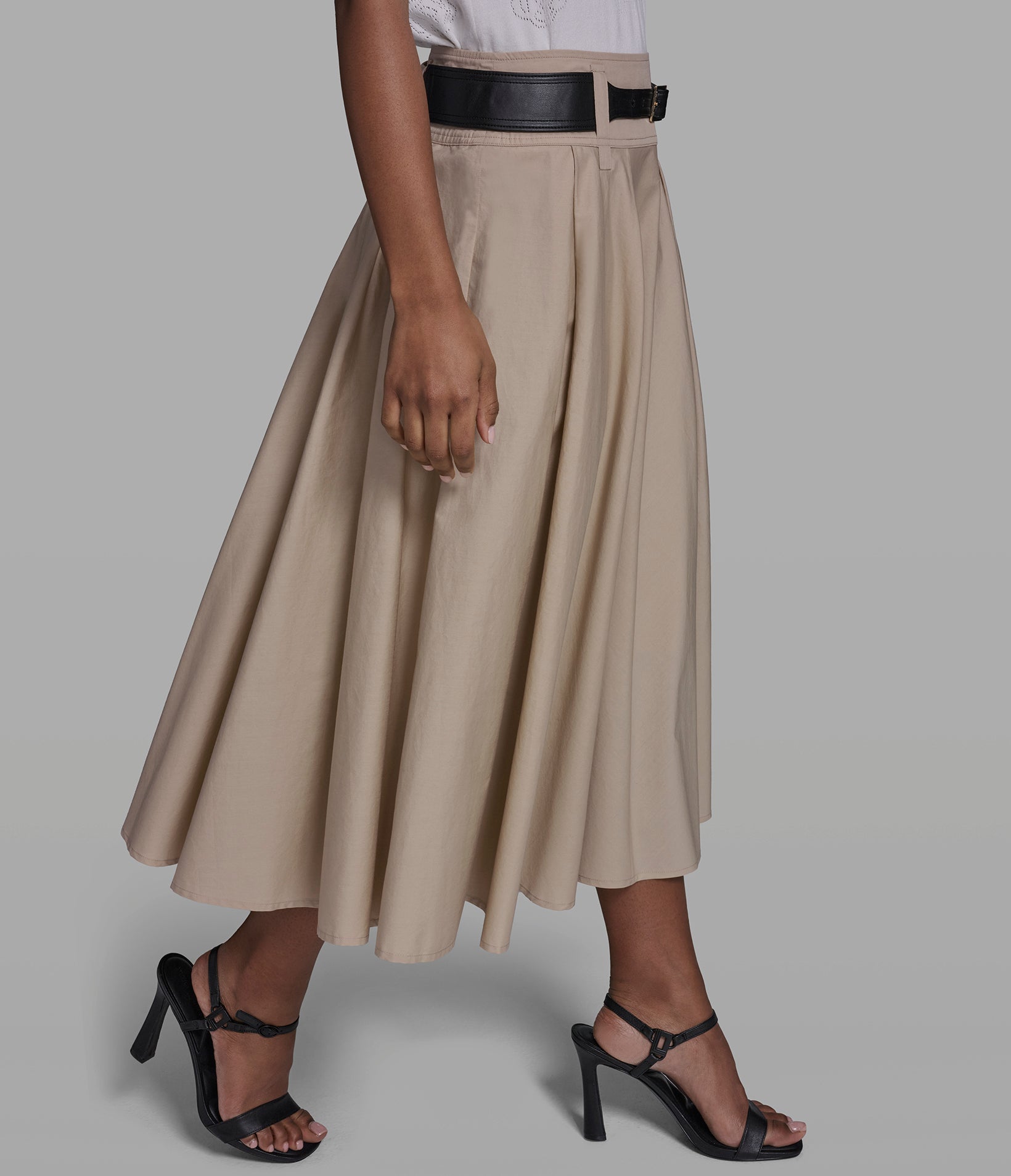 BELTED POPLIN MIDI SKIRT View 1 | Products