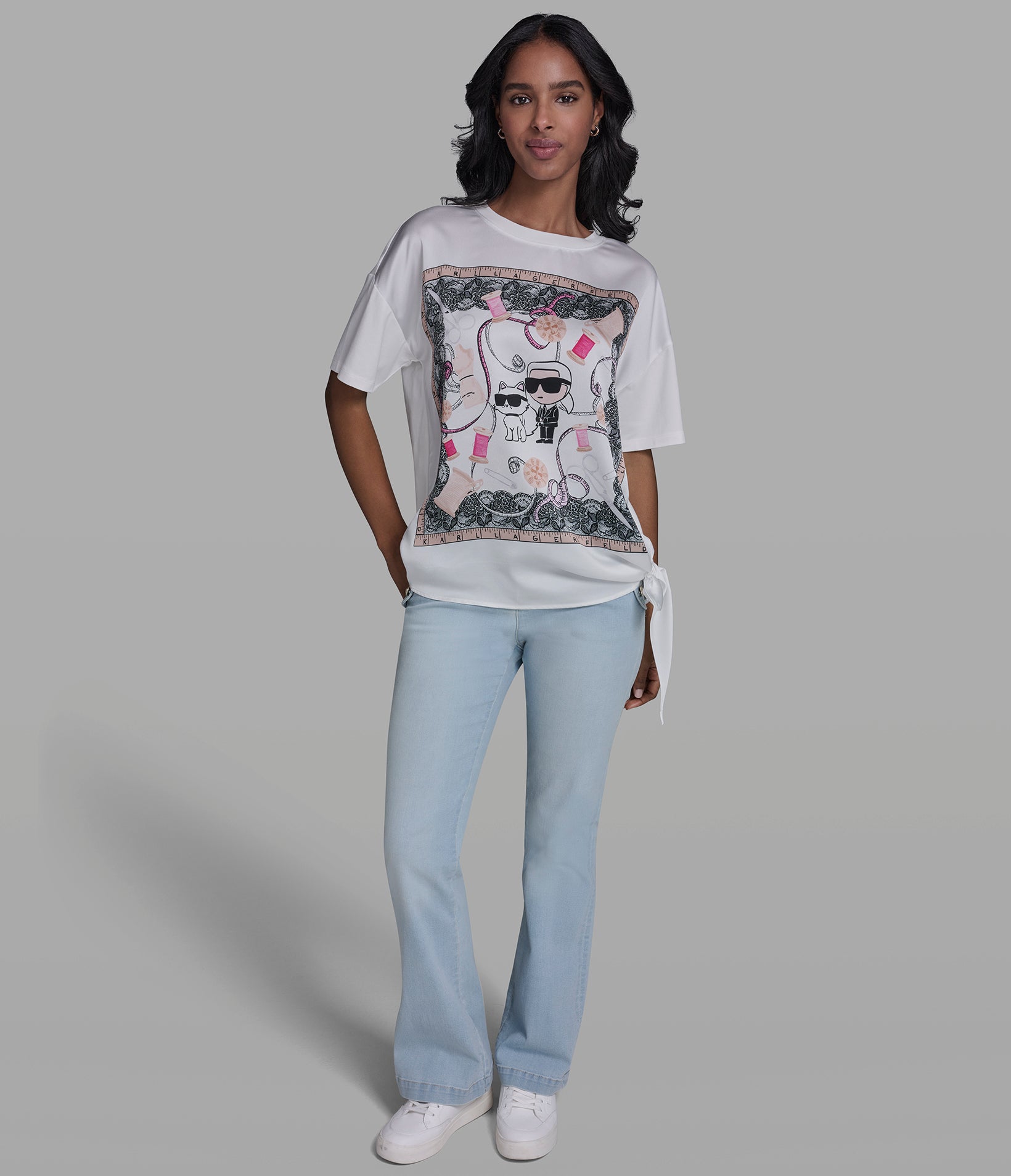 SHORT SLEEVE  MIXED MEDIA DUO TOP VIEW 4 | New Women's Clothing