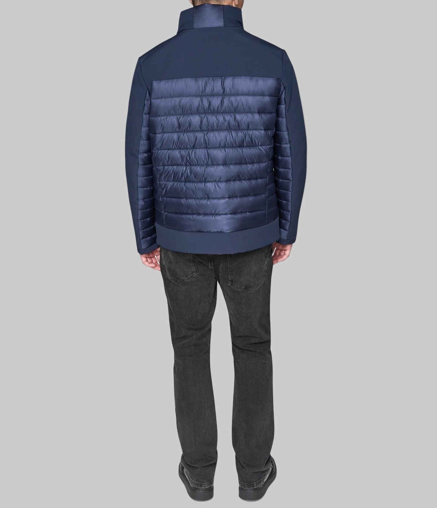 STAND COLLAR MIXED MEDIA PUFFER View 2 | Men's Clothing