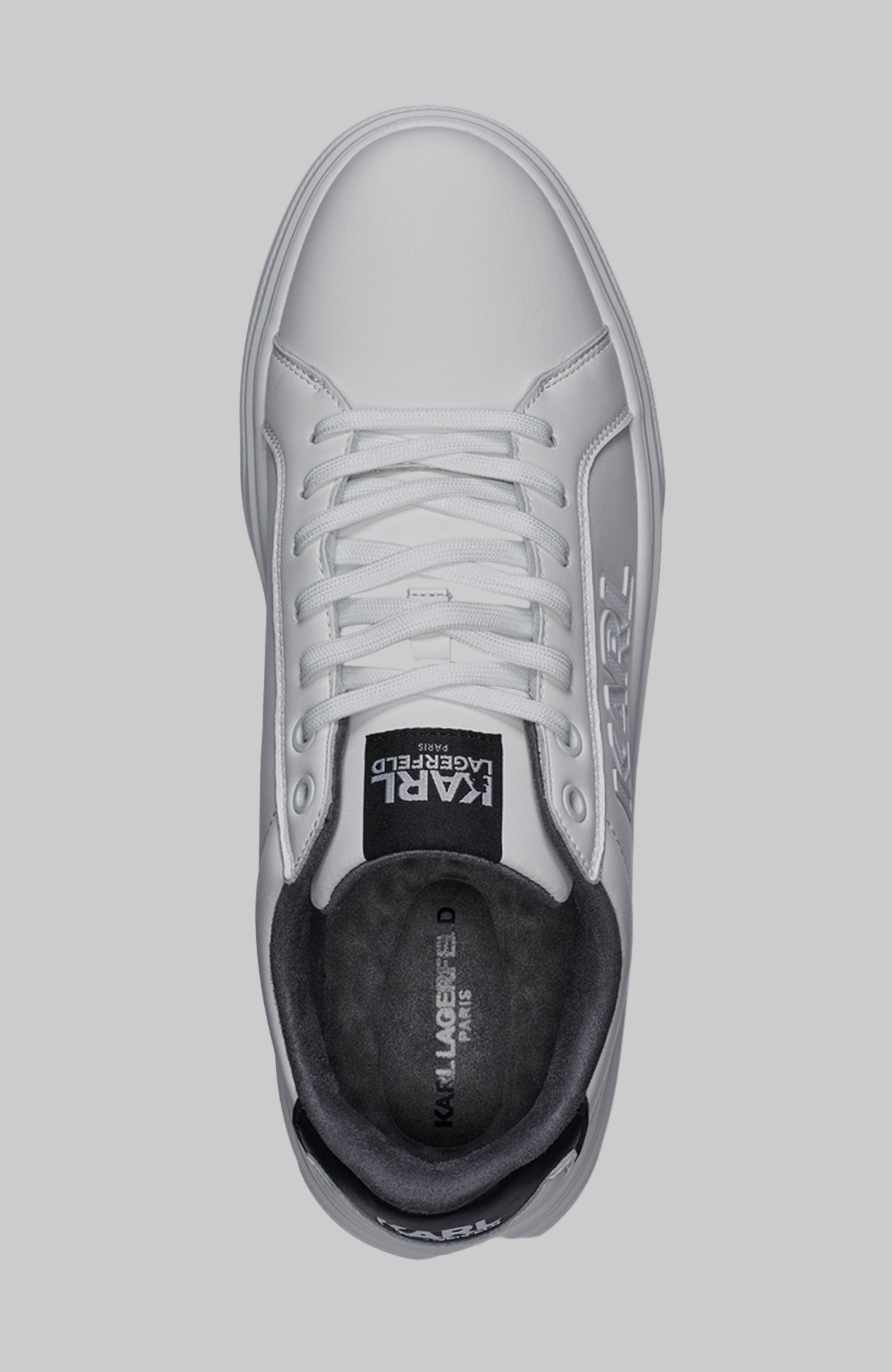 LEATHER SNEAKER WITH SIDE KARL LOGO PATCH VIEW 4 | Men's Shoes