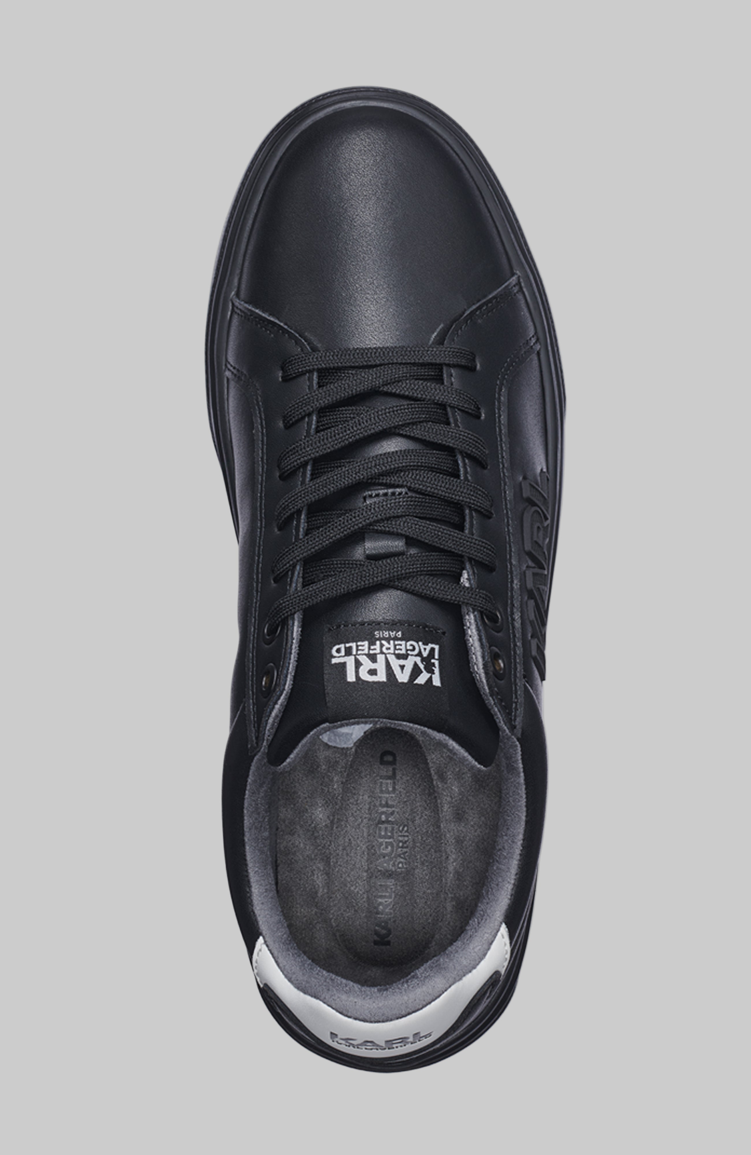 LEATHER SNEAKER WITH SIDE KARL LOGO PATCH VIEW 4 | Men's Shoes