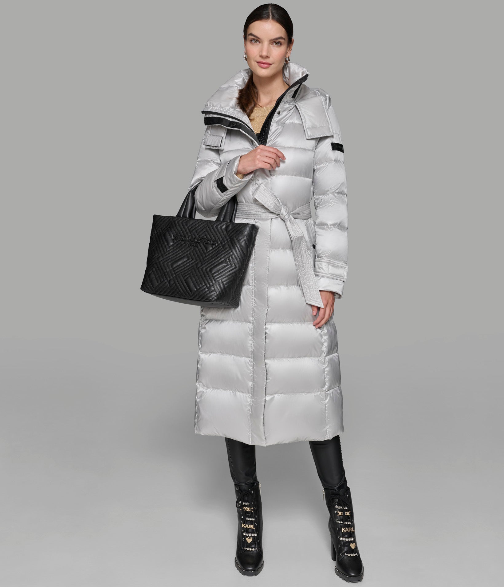 CONTRAST MAXI BELTED LONG PUFFER VIEW 6 | Women's Sale