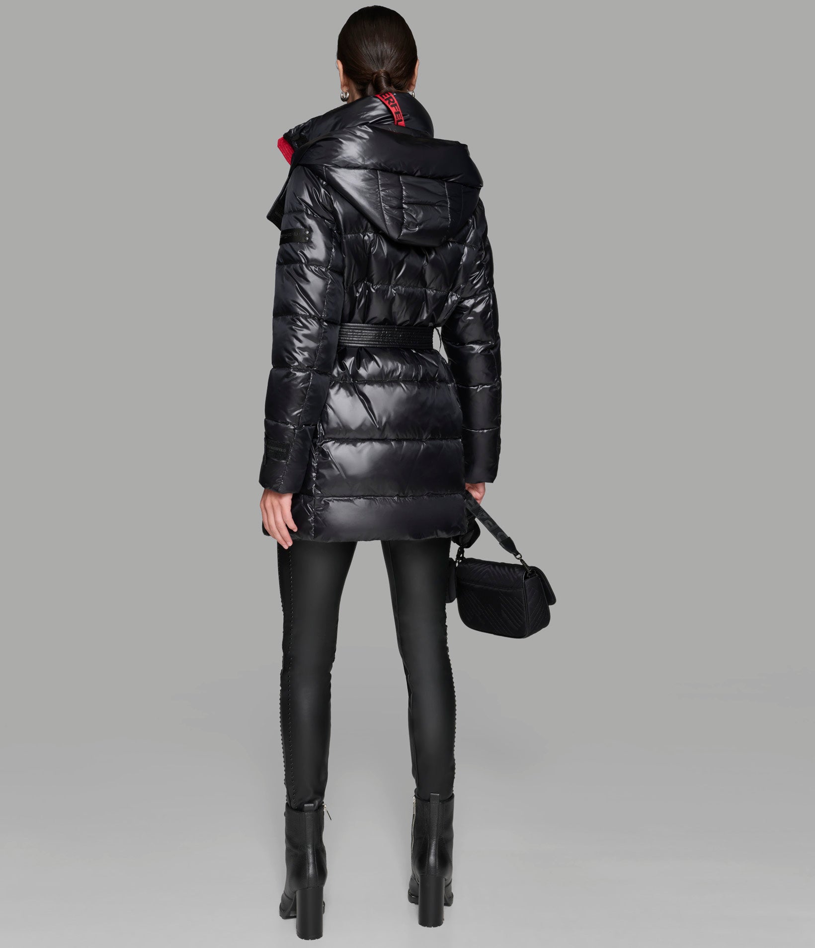 CONTRAST BELTED SHORT PUFFER View 2 | Women's Sale