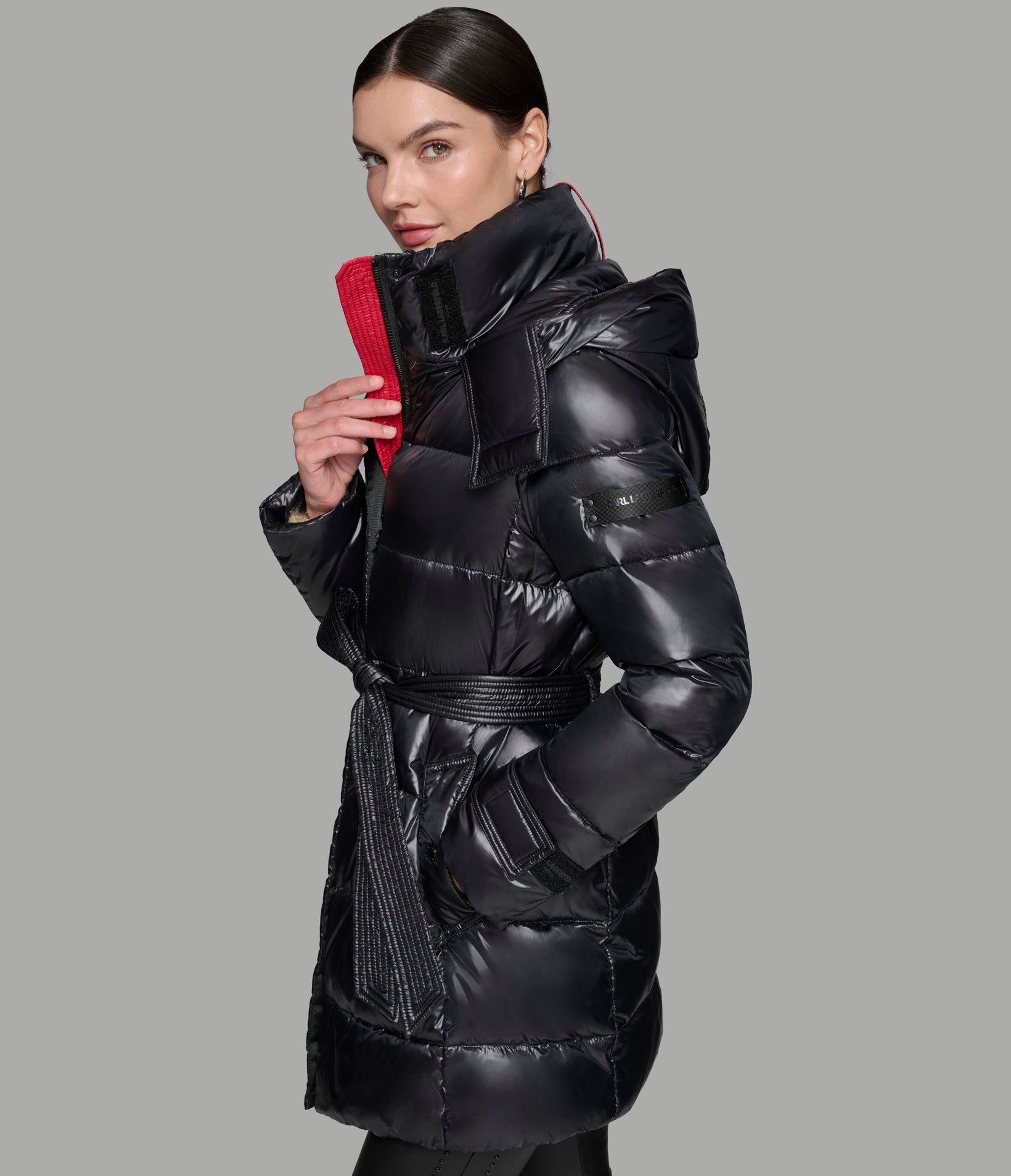 CONTRAST BELTED SHORT PUFFER VIEW 3 | Best Sellers Shop