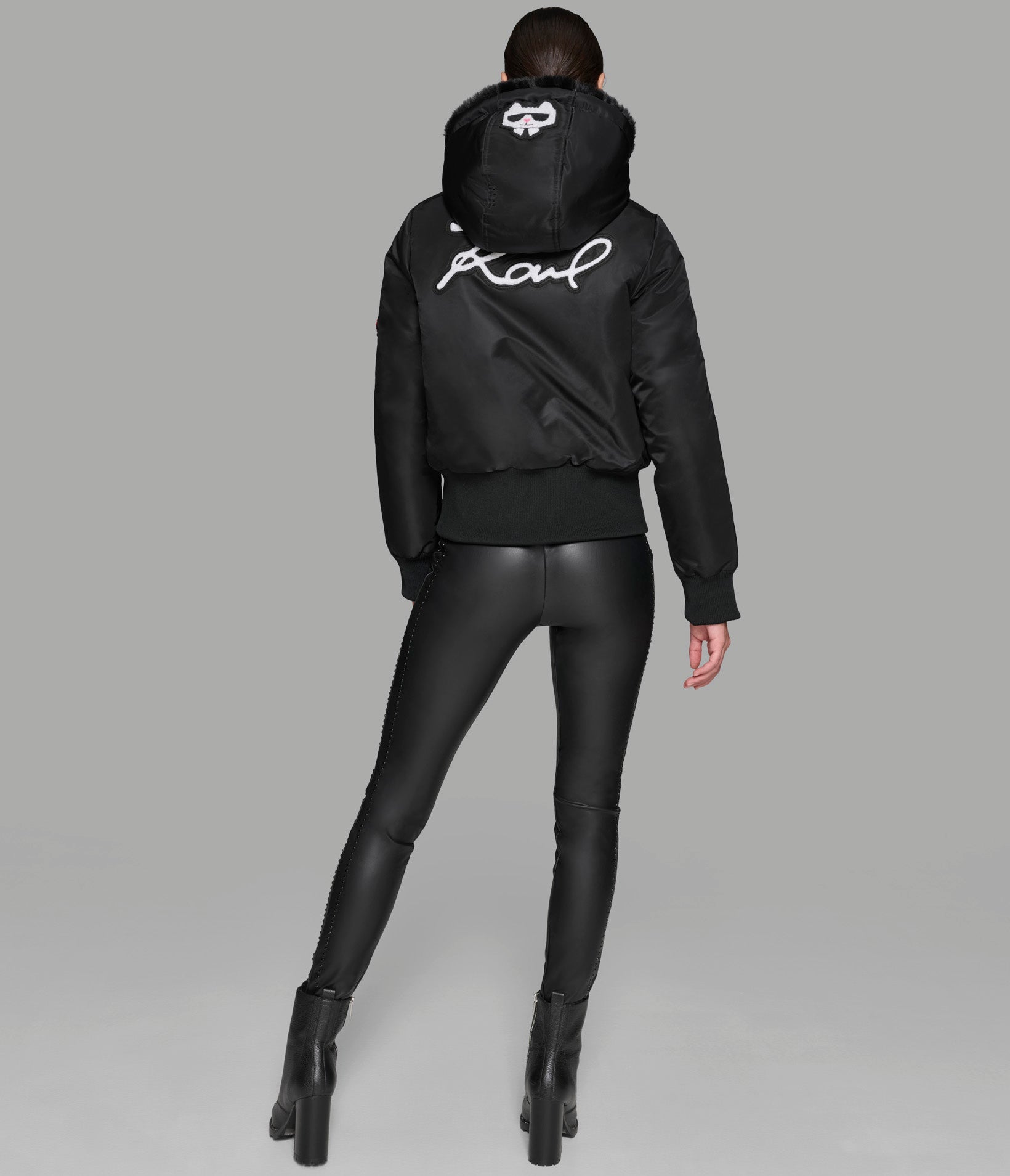 LOGO PATCH HOODED BOMBER JACKET View 2 | Women's Sale