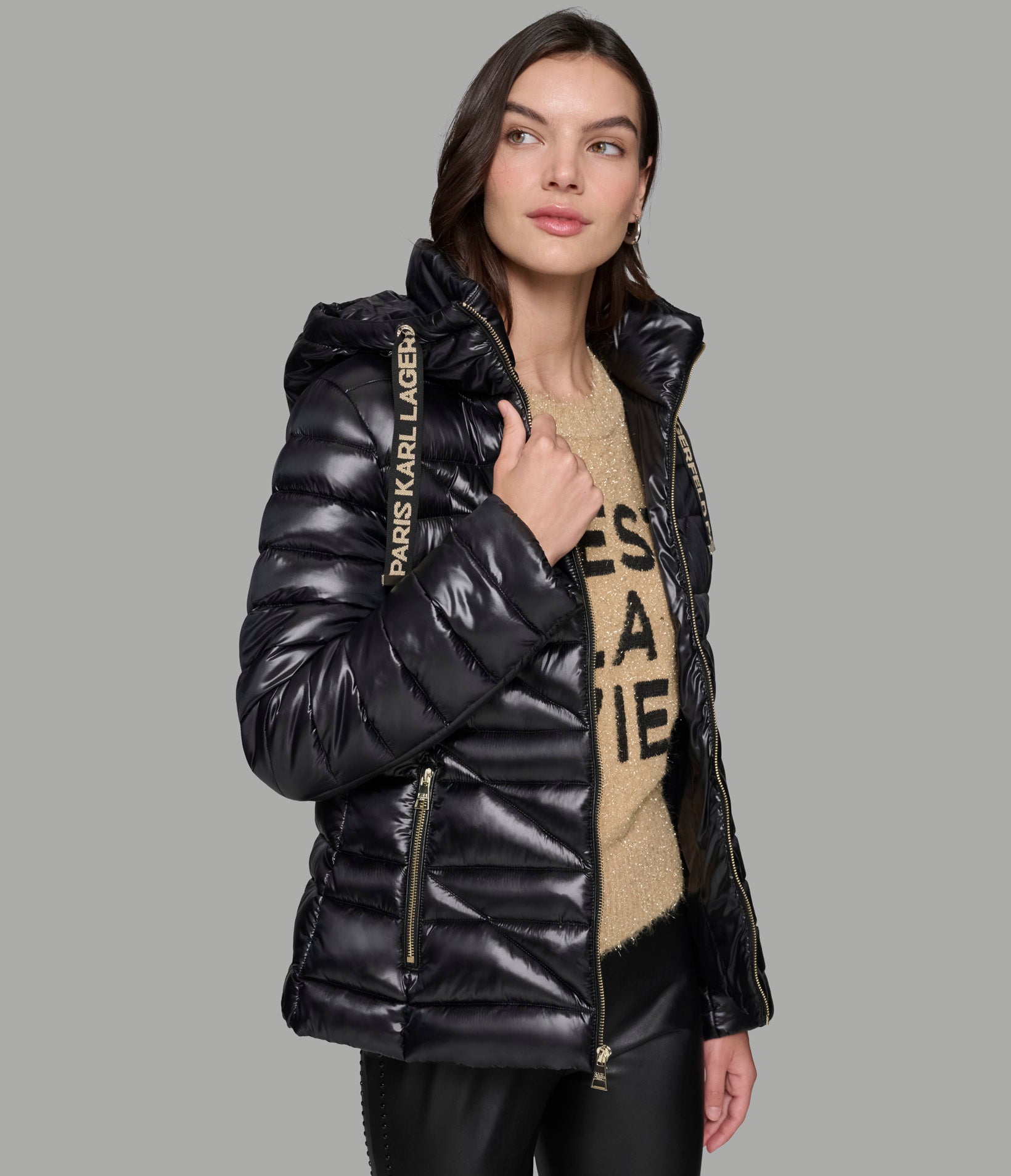 SHORT PUFFER JACKET WITH LOGO VIEW 3 | Jackets & Coats