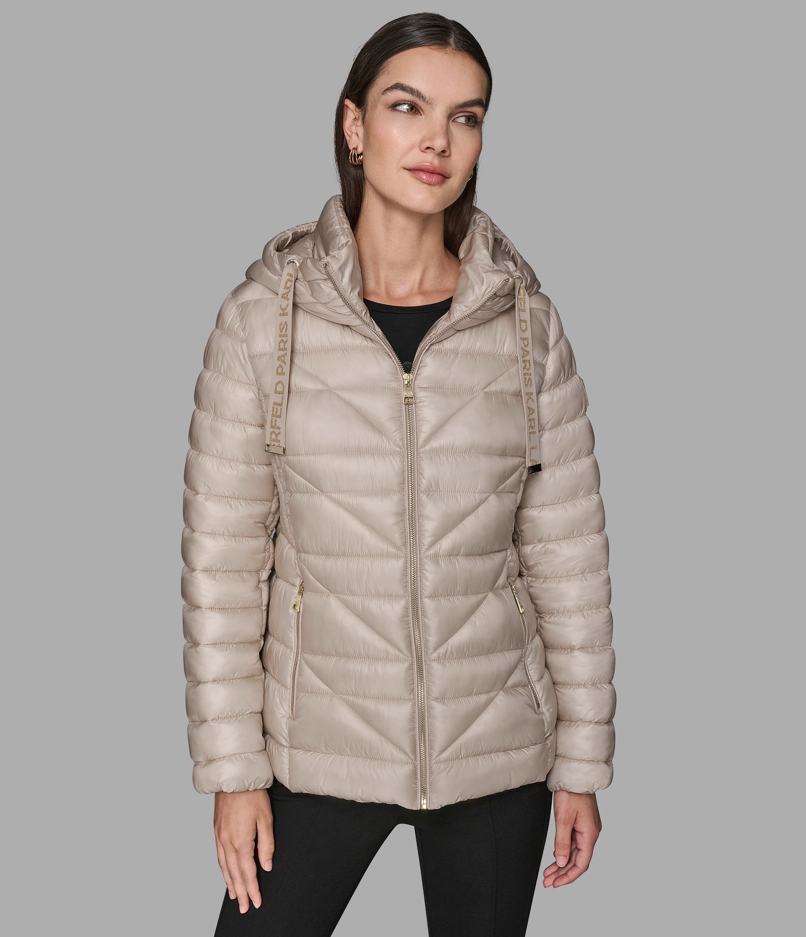 SHORT PUFFER JACKET WITH LOGO View 1 | Women's Clothing