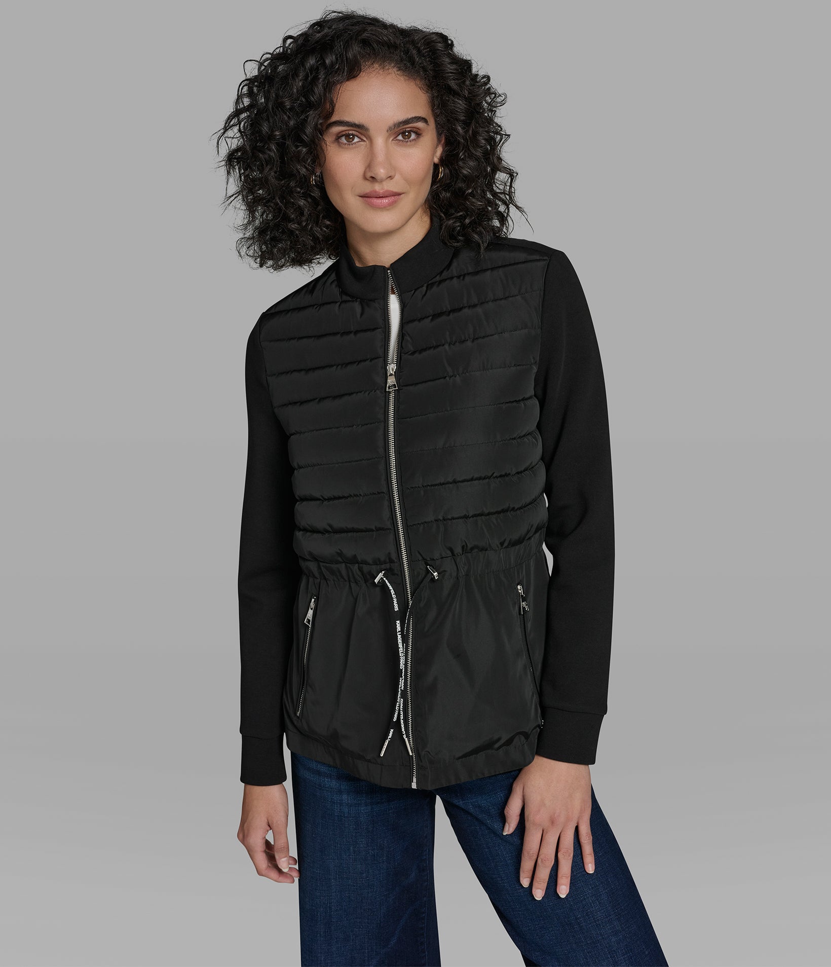 MIXED MEDIA QUILTED JACKET View 2 | New Arrivals