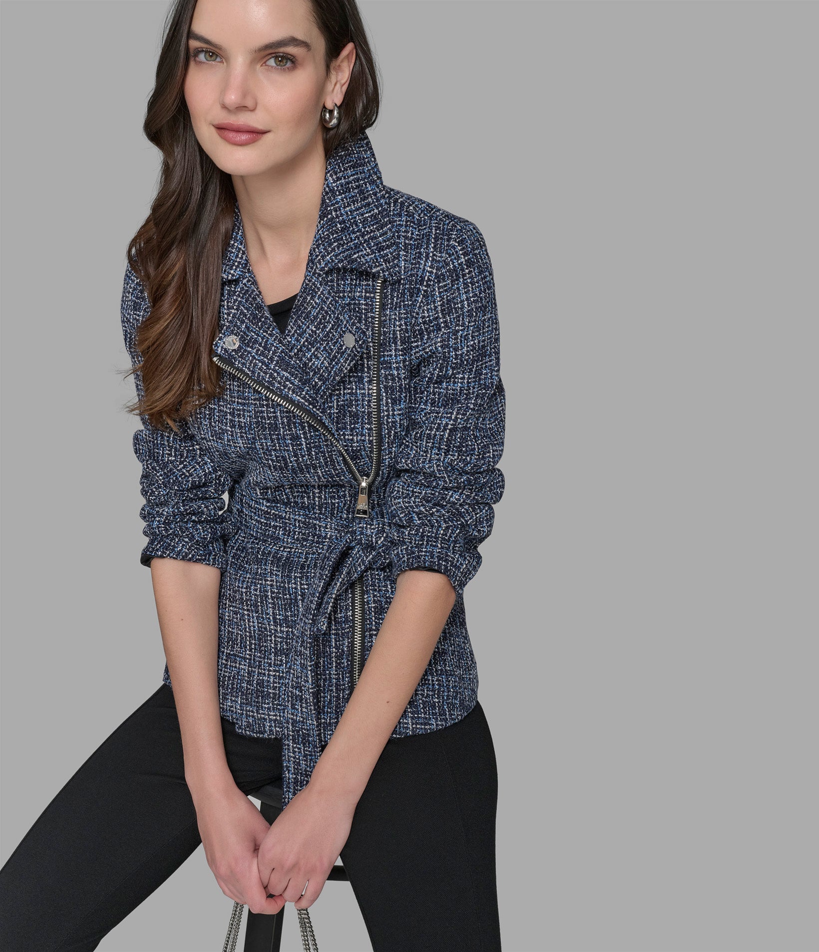 BELTED TWEED MOTO JACKET VIEW 6 | Jackets & Coats