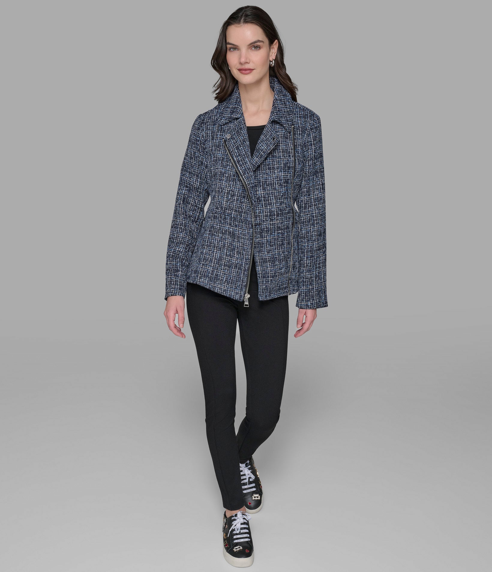BELTED TWEED MOTO JACKET VIEW 4 | Jackets & Coats