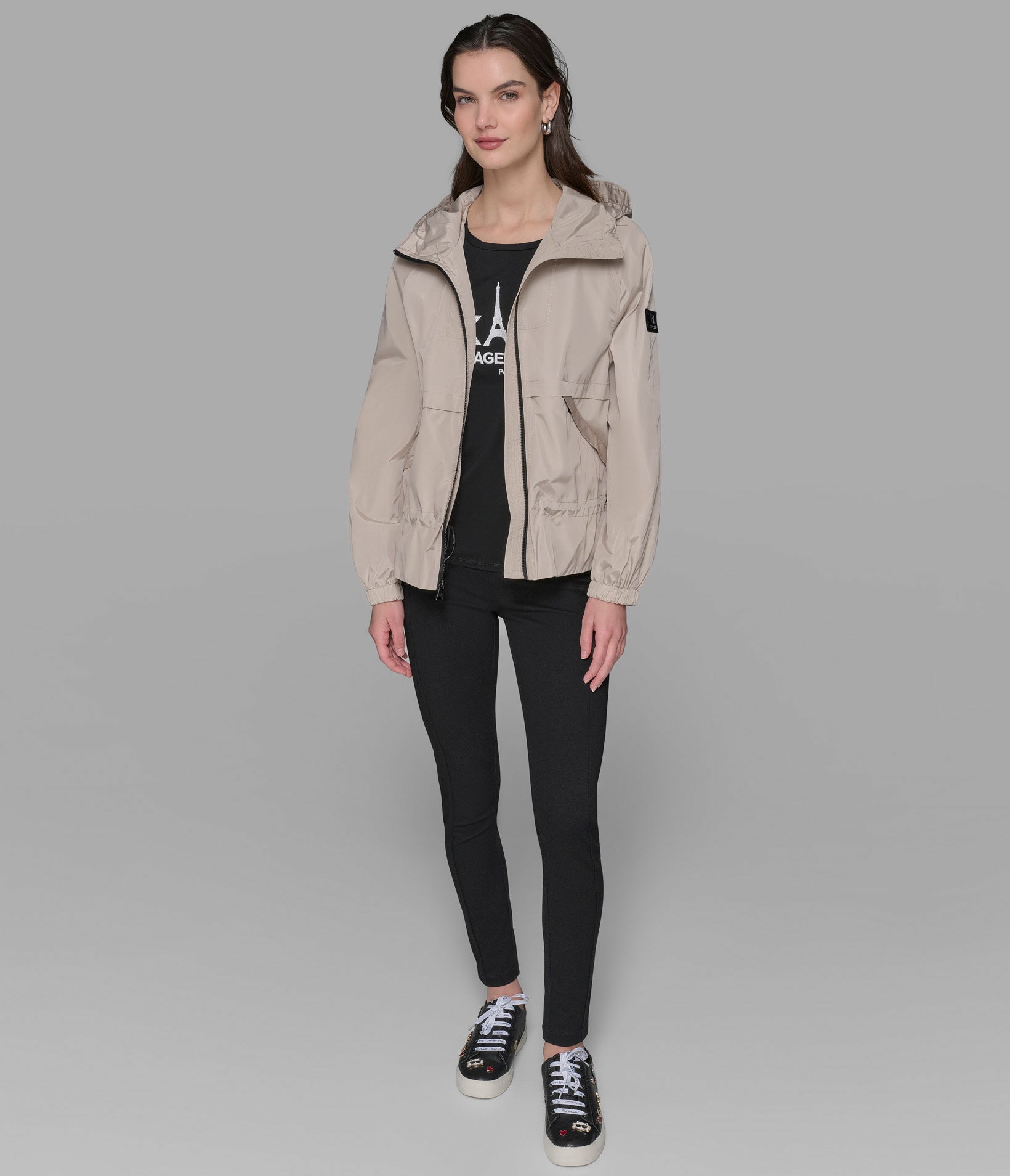 PEPLUM BOMBER WITH HOOD VIEW 3 | Jackets & Coats