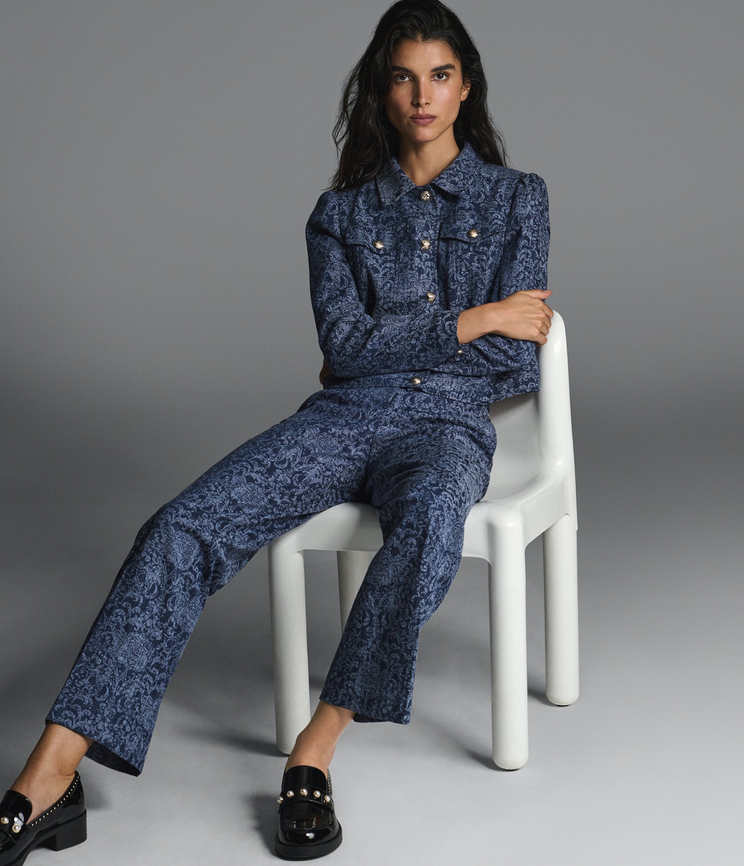 BROCADE CO-ORD DENIM JACKET View 1 | Women's Matching Sets