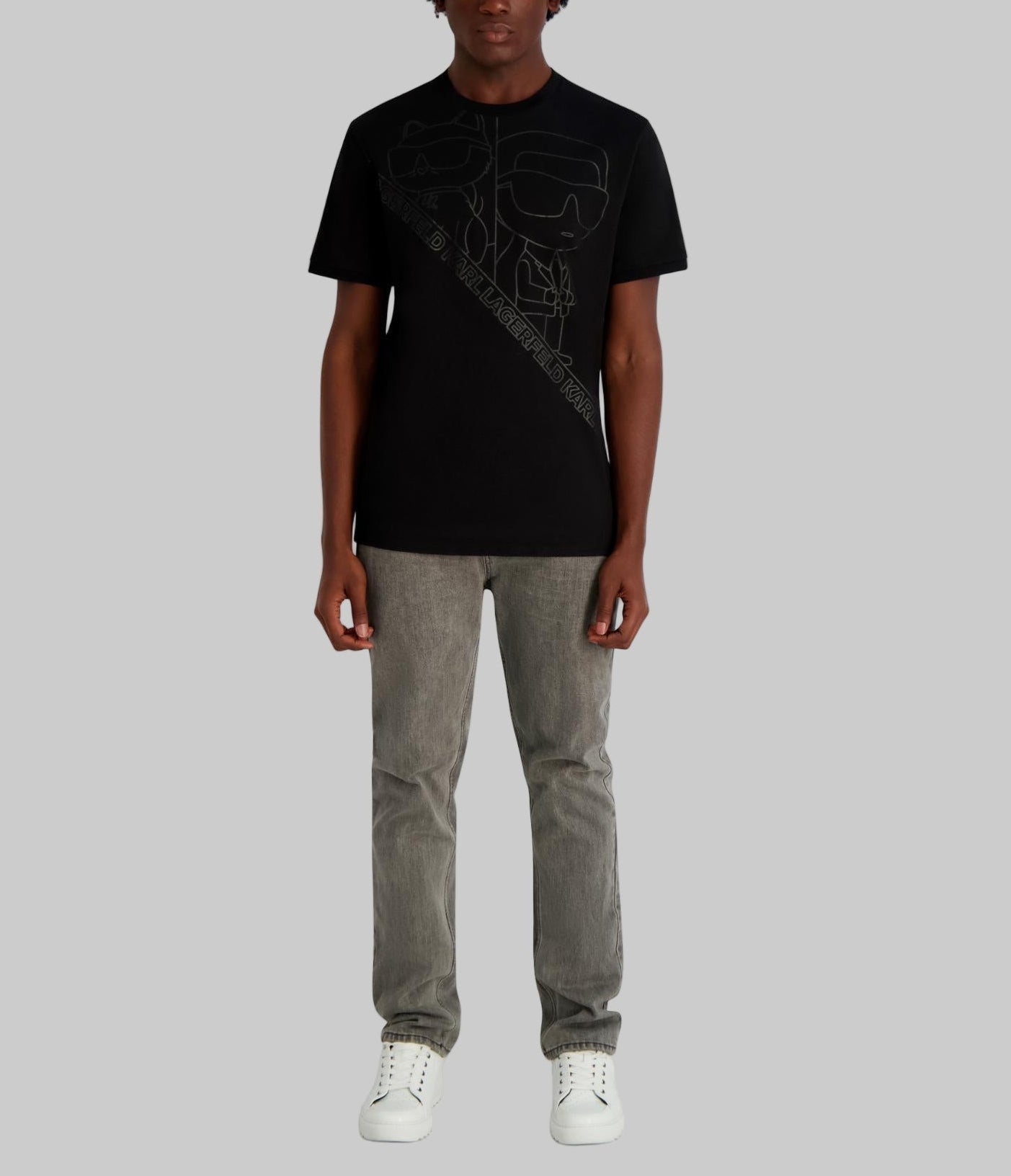 OVERSIZED OUTLINE KARL AND CHOUPETTE TEE VIEW 4 | Men's Sale